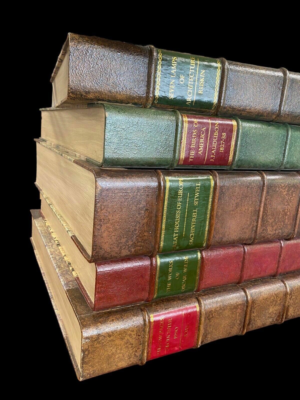 Stunning Stacked Leather Book Form Coffee Table Ocasional Side Bevelled Glass photo Furniture