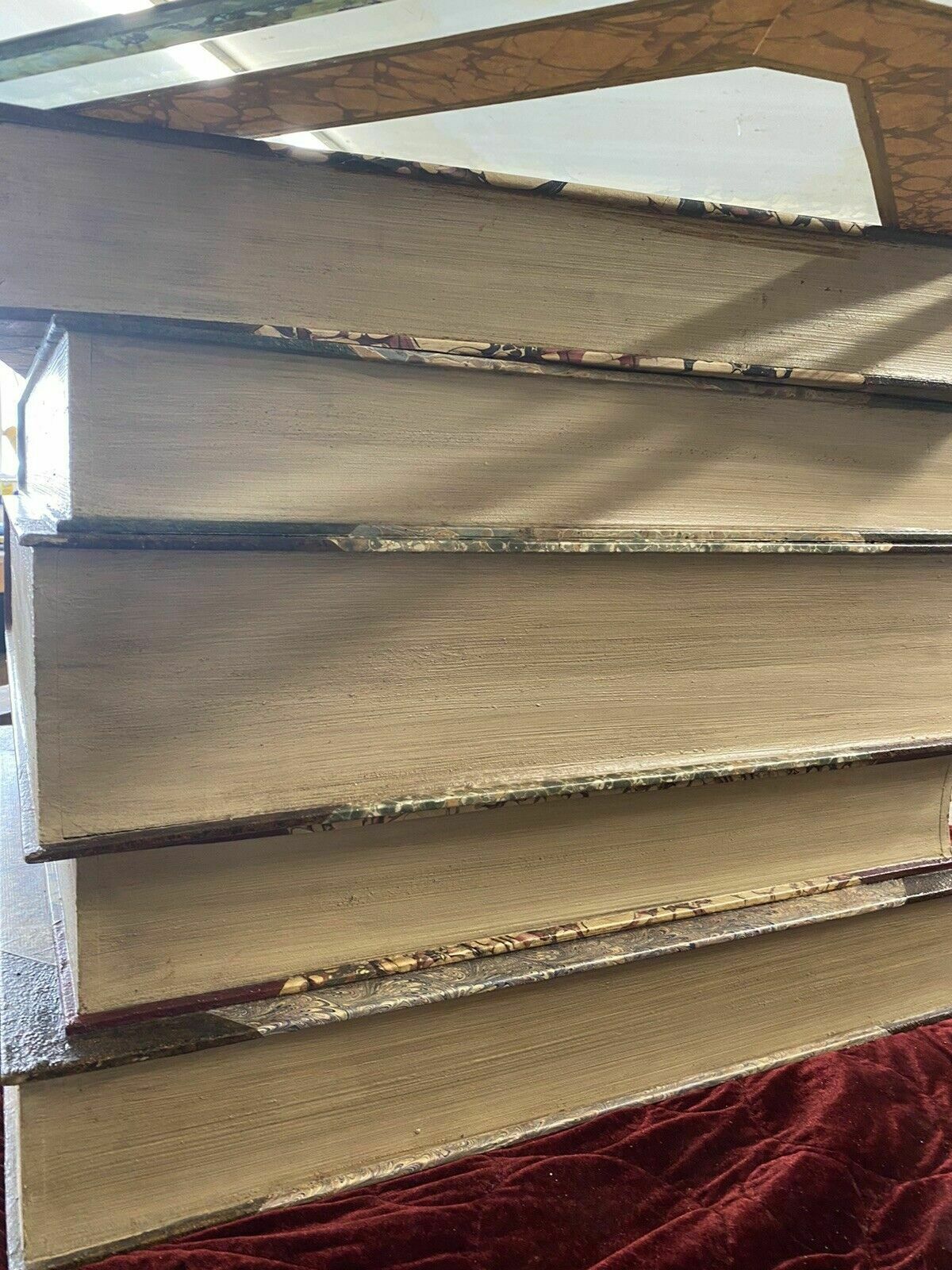 Furniture Stunning Stacked Leather Book Form Coffee Table Ocasional Side Bevelled Glass photo