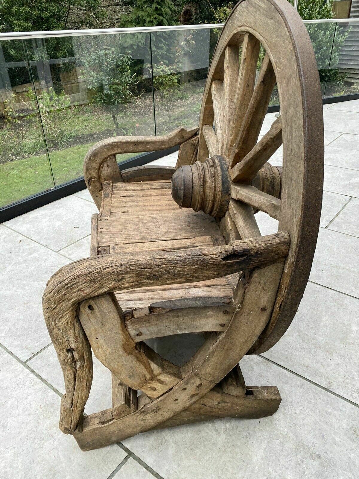 Antique Bench Cartwheel Plough Garden Patio Reclaimed Period Architectural Rare photo Furniture
