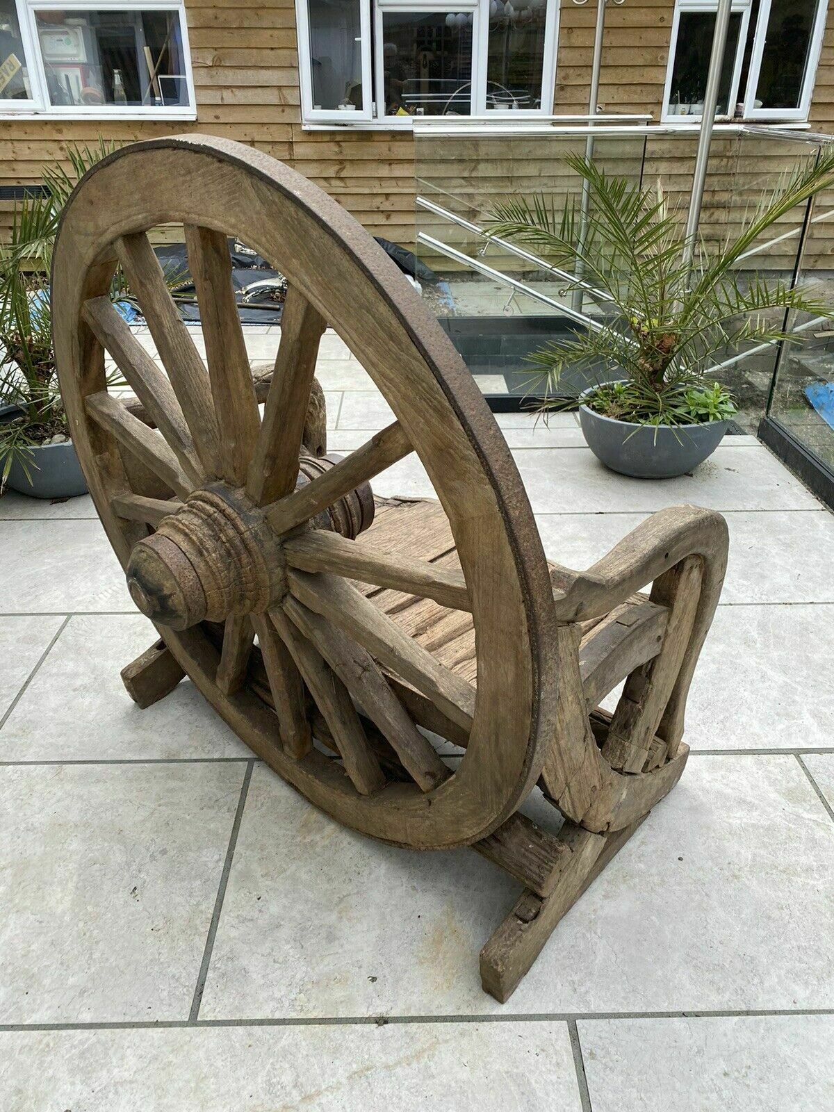 photo buy Antique Bench Cartwheel Plough Garden Patio Reclaimed Period Architectural Rare