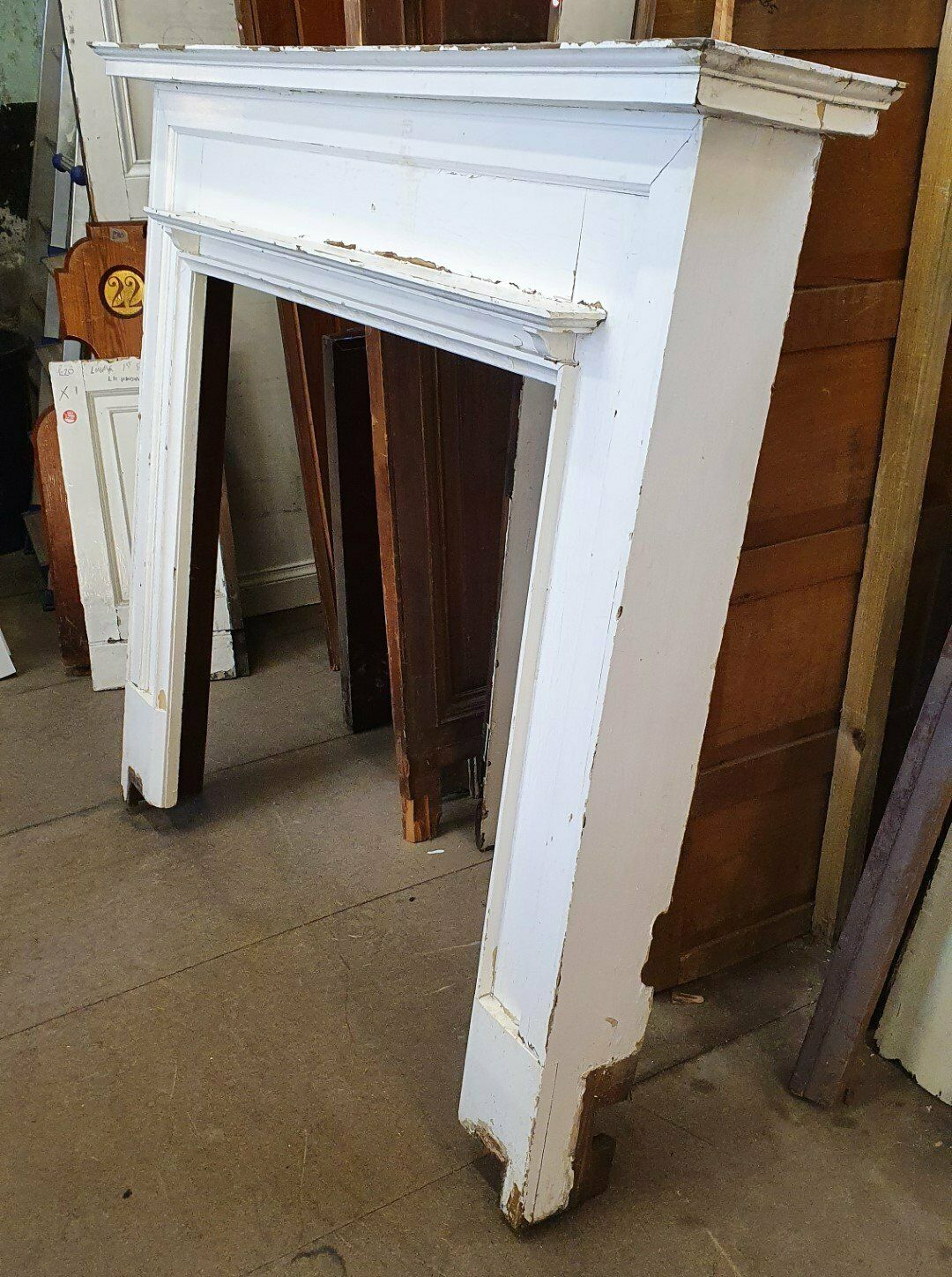 Painted Edwardian Wooden Fireplace Mantel photo furniture