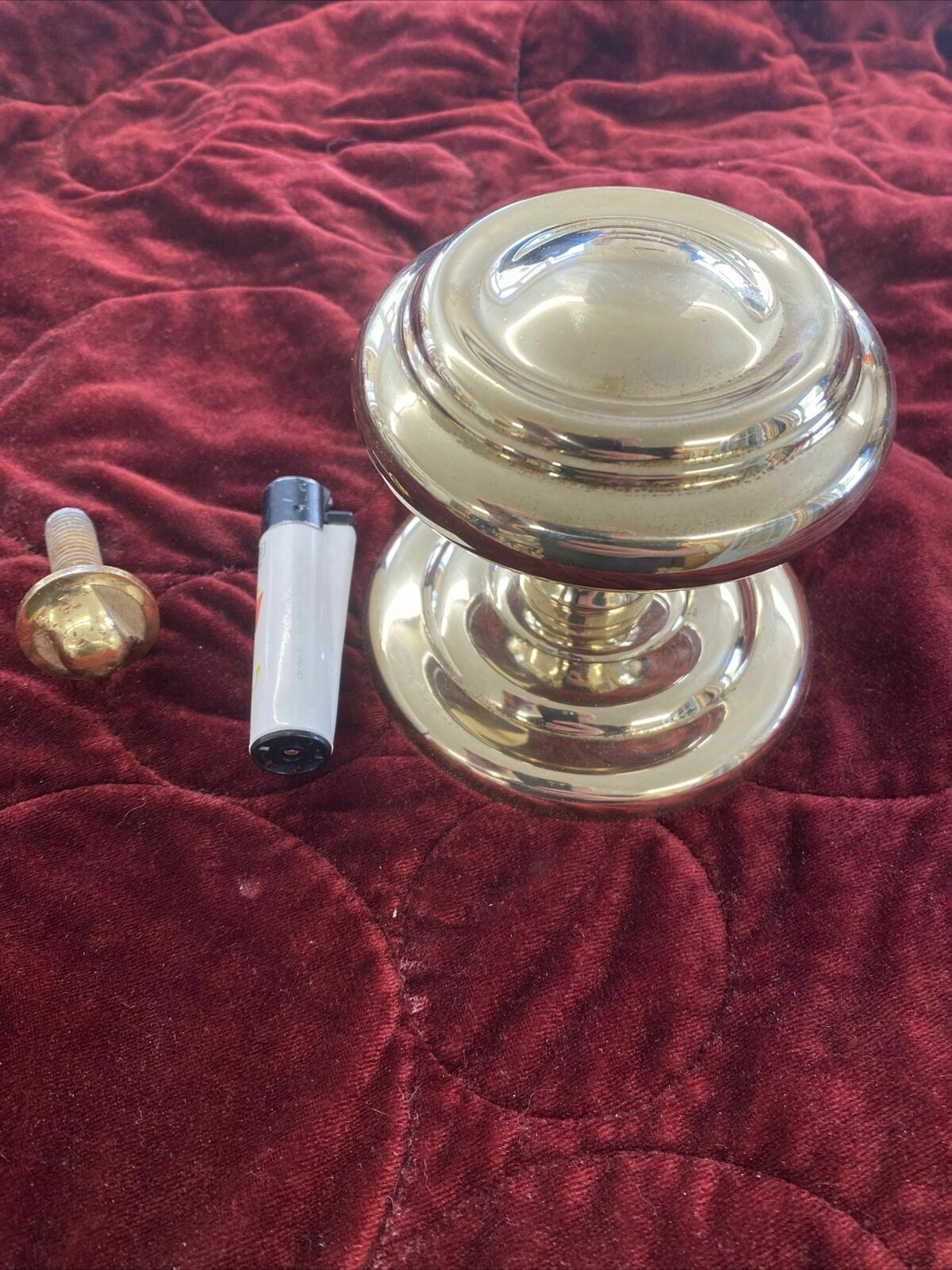 Xl Grand Antique Brass Door Knob Reclaimed Period Metal Old Pull Push Handle photo furniture