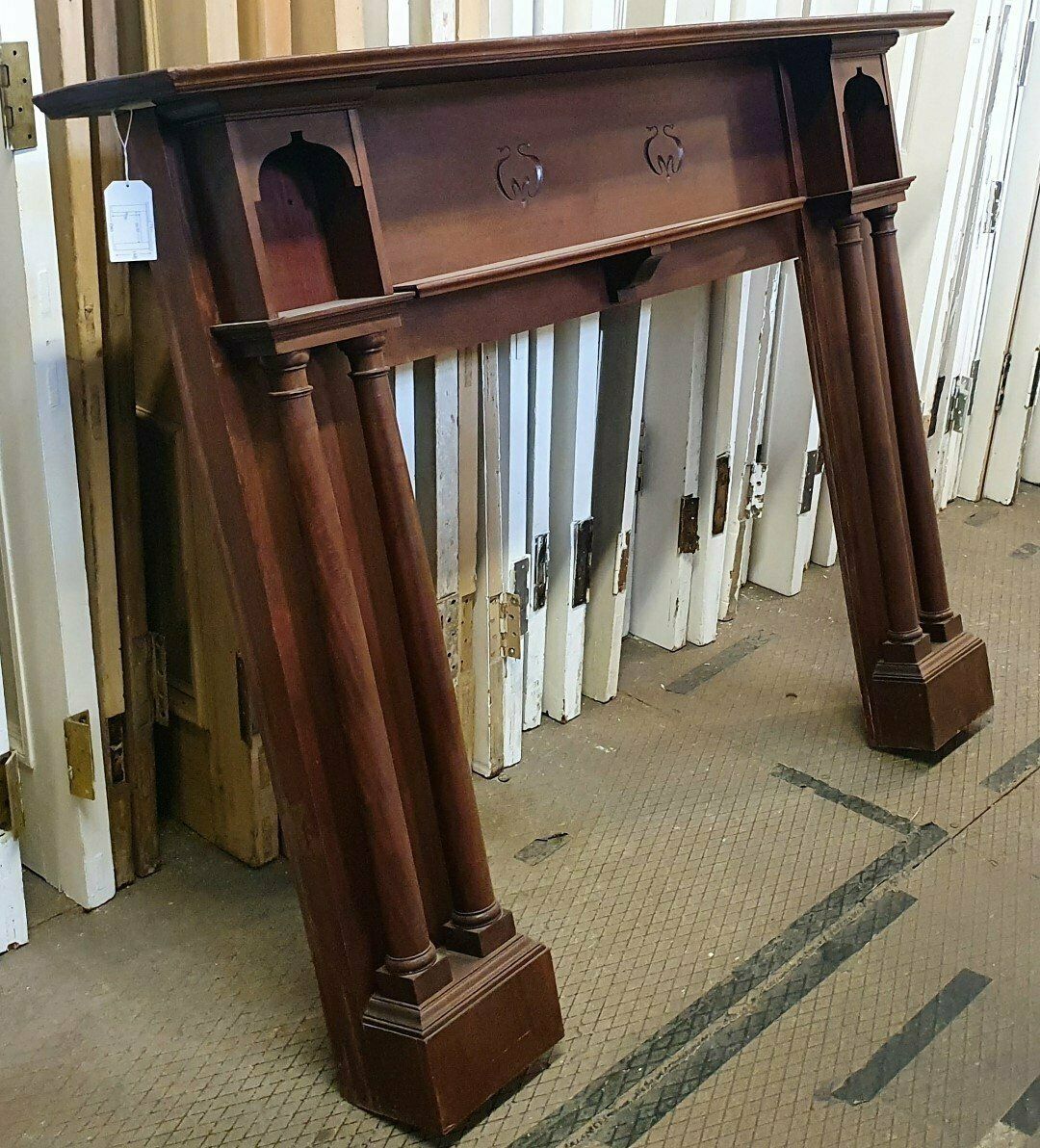 Original Art Nouveau Fireplace Mantel photo furniture