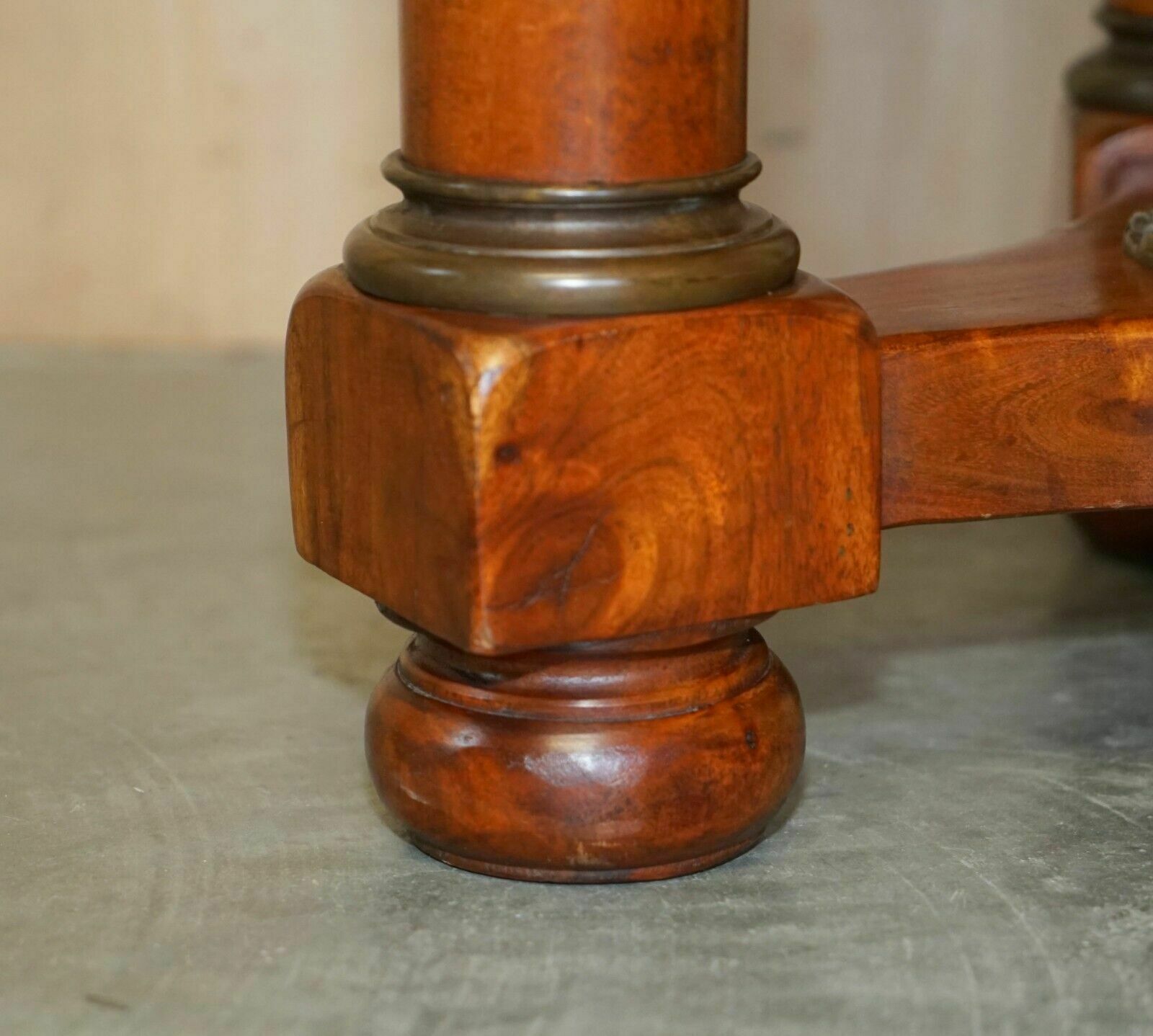 Furniture Large Vintage French Oak, Bronzed Brass, Marble Top Occasional Side Wine Table photo