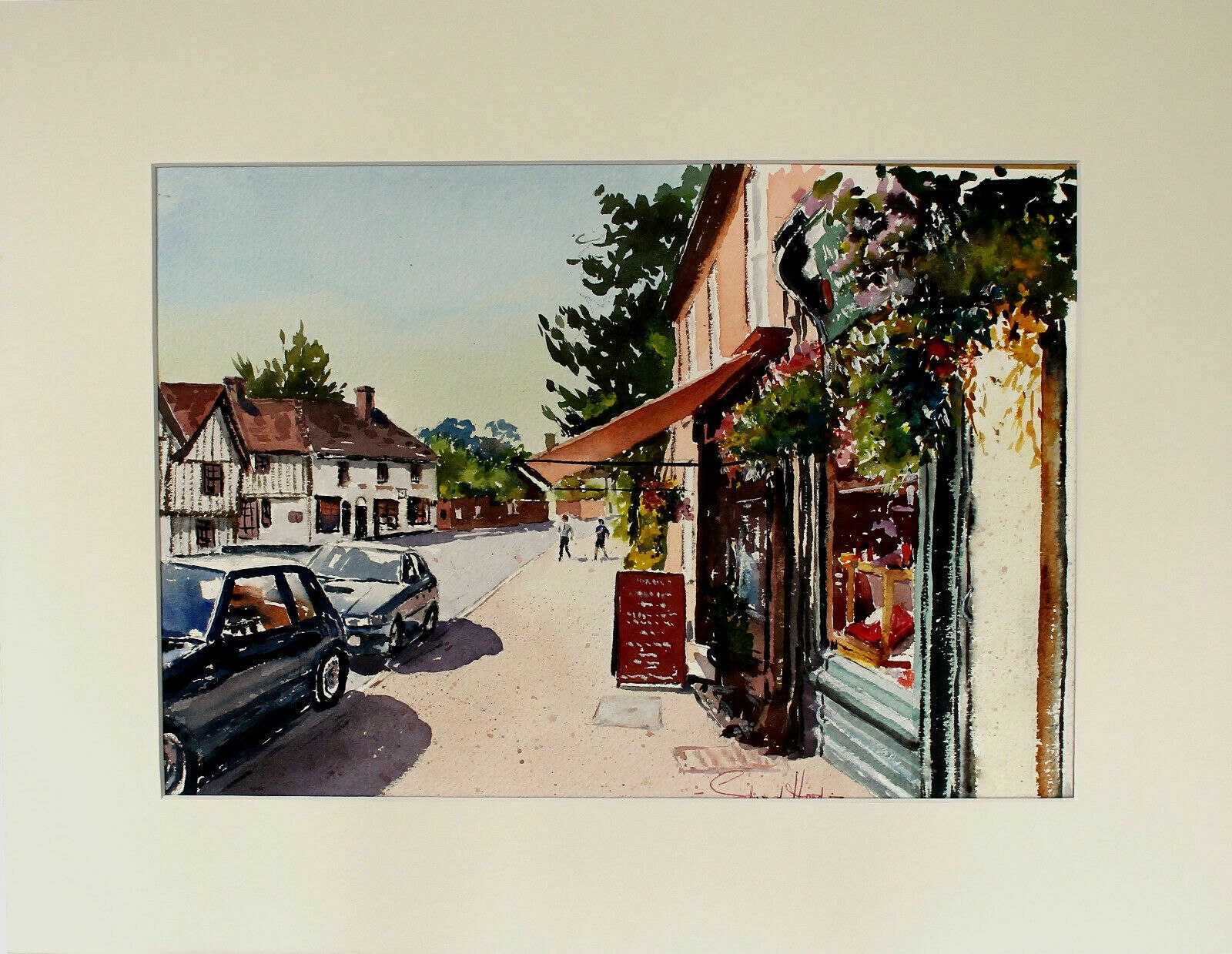 Watercolour By Edward Hood A View Of Lavenham.
