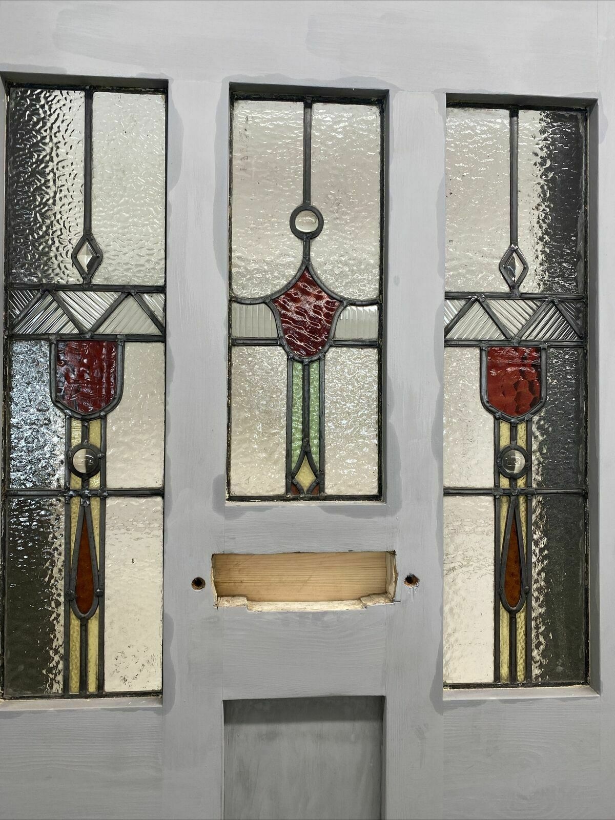 Art Deco Stained Glass Front Door Antique Period Reclaimed Old 20s 30s Leaded photo vinterior