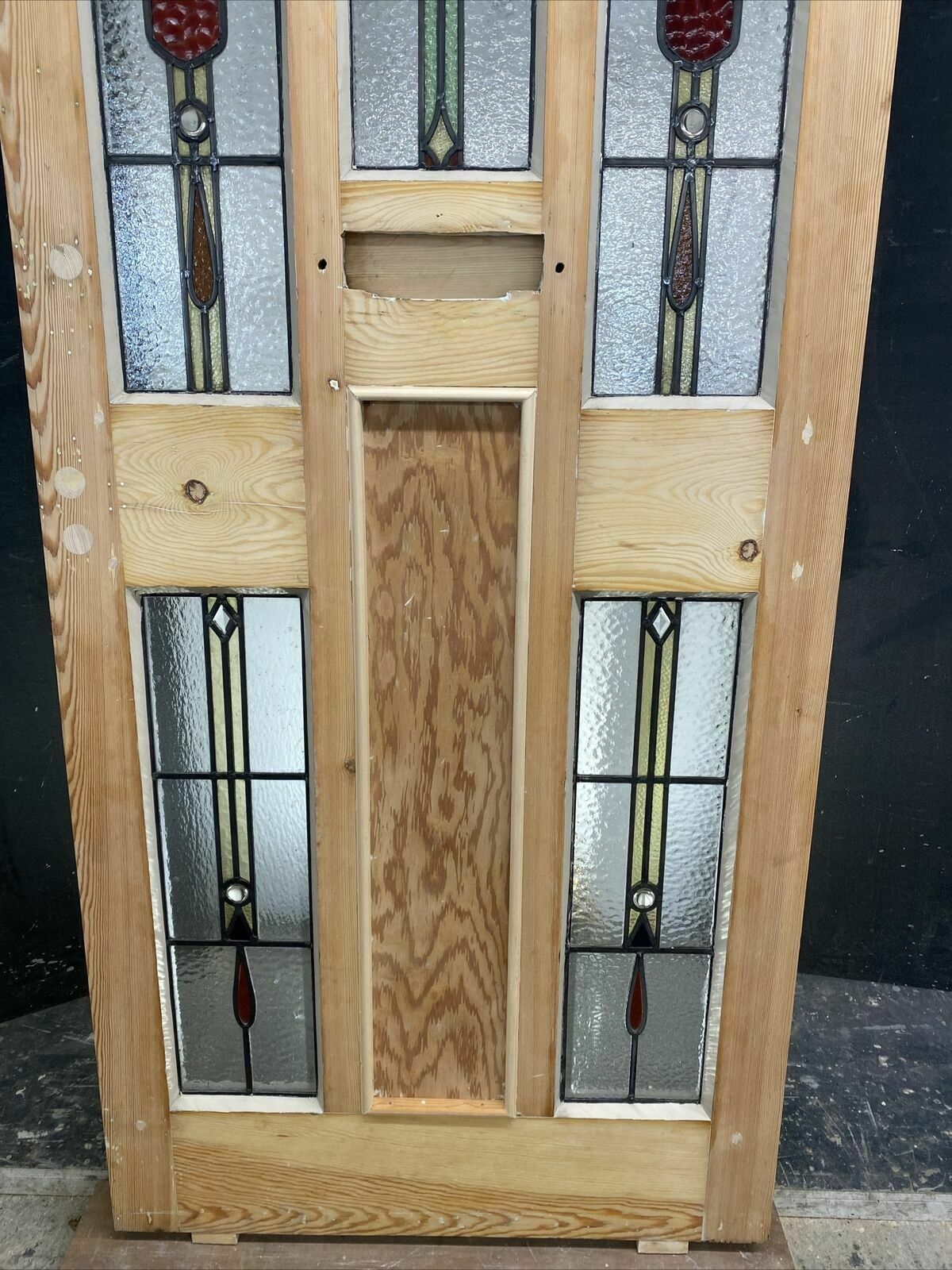 photo for sale Art Deco Stained Glass Front Door Antique Period Reclaimed Old 20s 30s Leaded