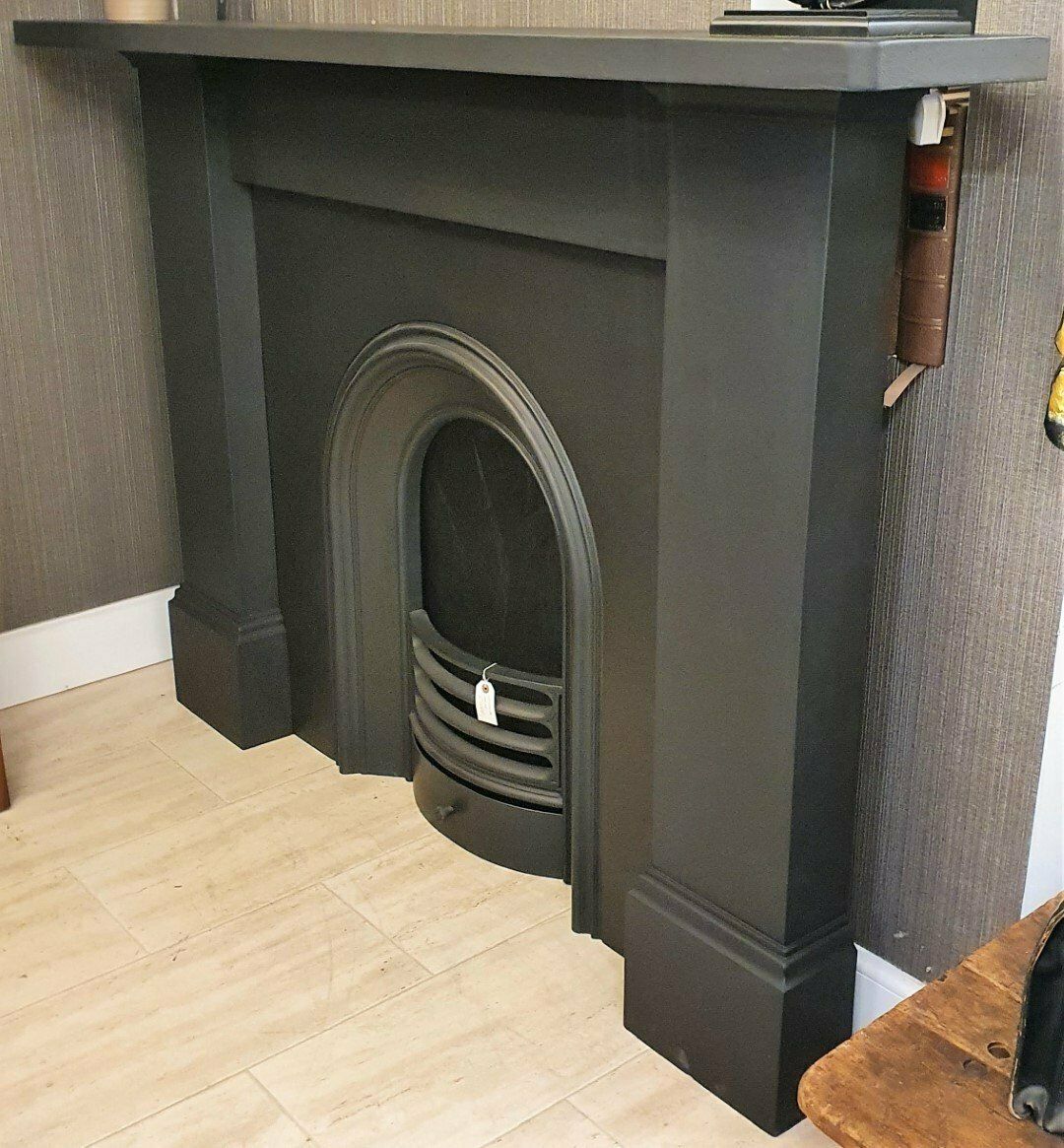 Original Scottish Victorian Cast Iron Fireplace Mantel photo furniture