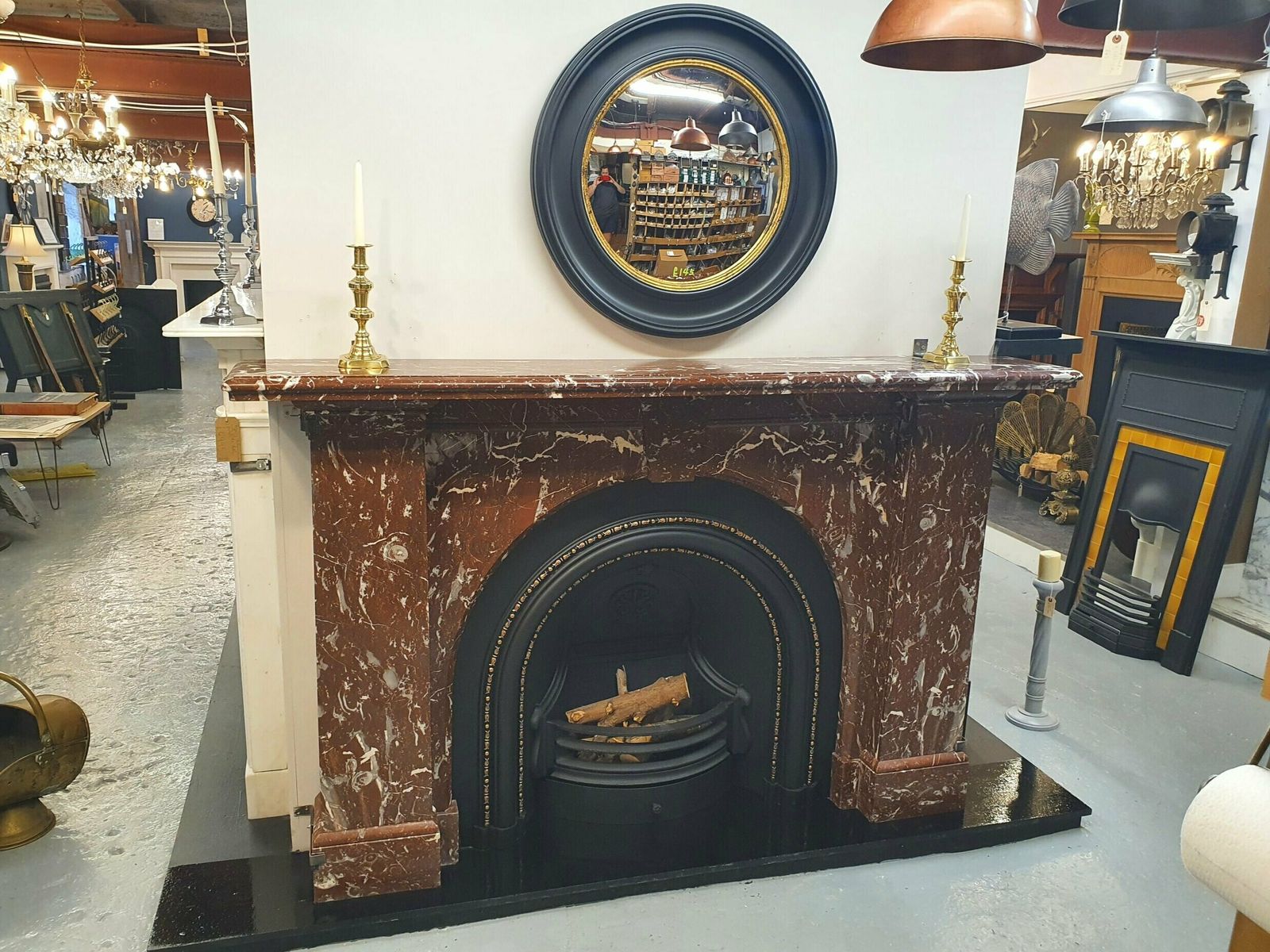 Royal Rouge Spandrel Scottish Fireplace Marble Mantel And Insert photo furniture