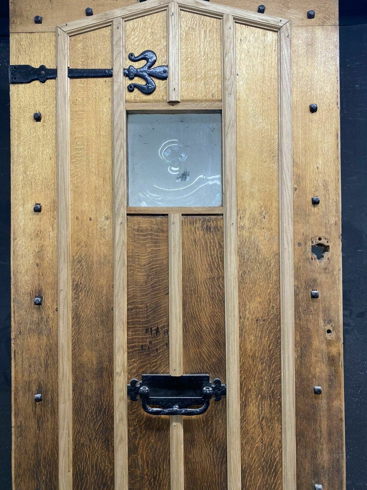 Large Solid Oak Front Door Arts Crafts Old Period Antique Reclaimed Glass Wooden photo for sale