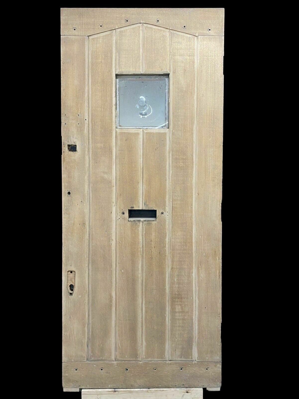 Home Fixtures Large Solid Oak Front Door Arts Crafts Old Period Antique Reclaimed Glass Wooden photo