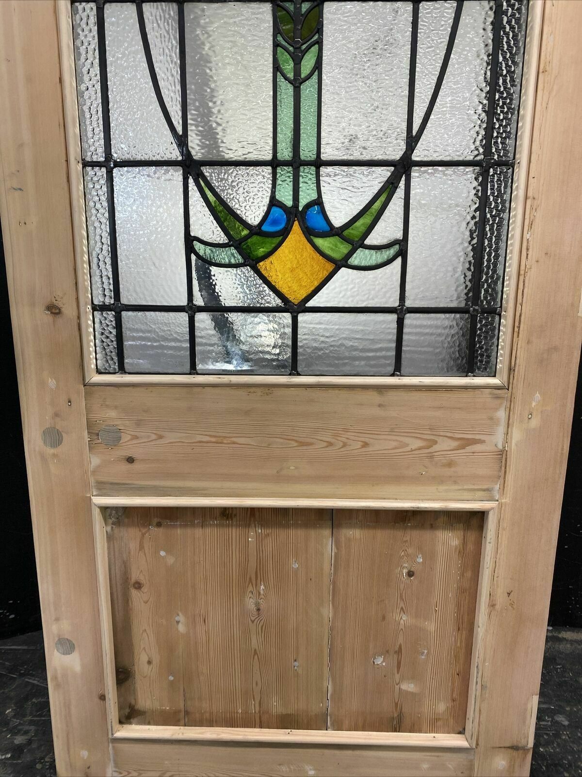 photo for sale Large Victorian Stained Glass Front Door Antique Period Reclaimed Old Lead Wood