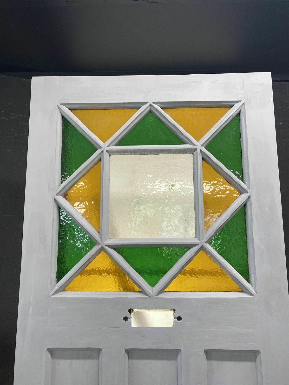 Art Deco Stained Glass Front Door Antique Period Reclaimed Old 20s 30s Pine Wood photo furniture