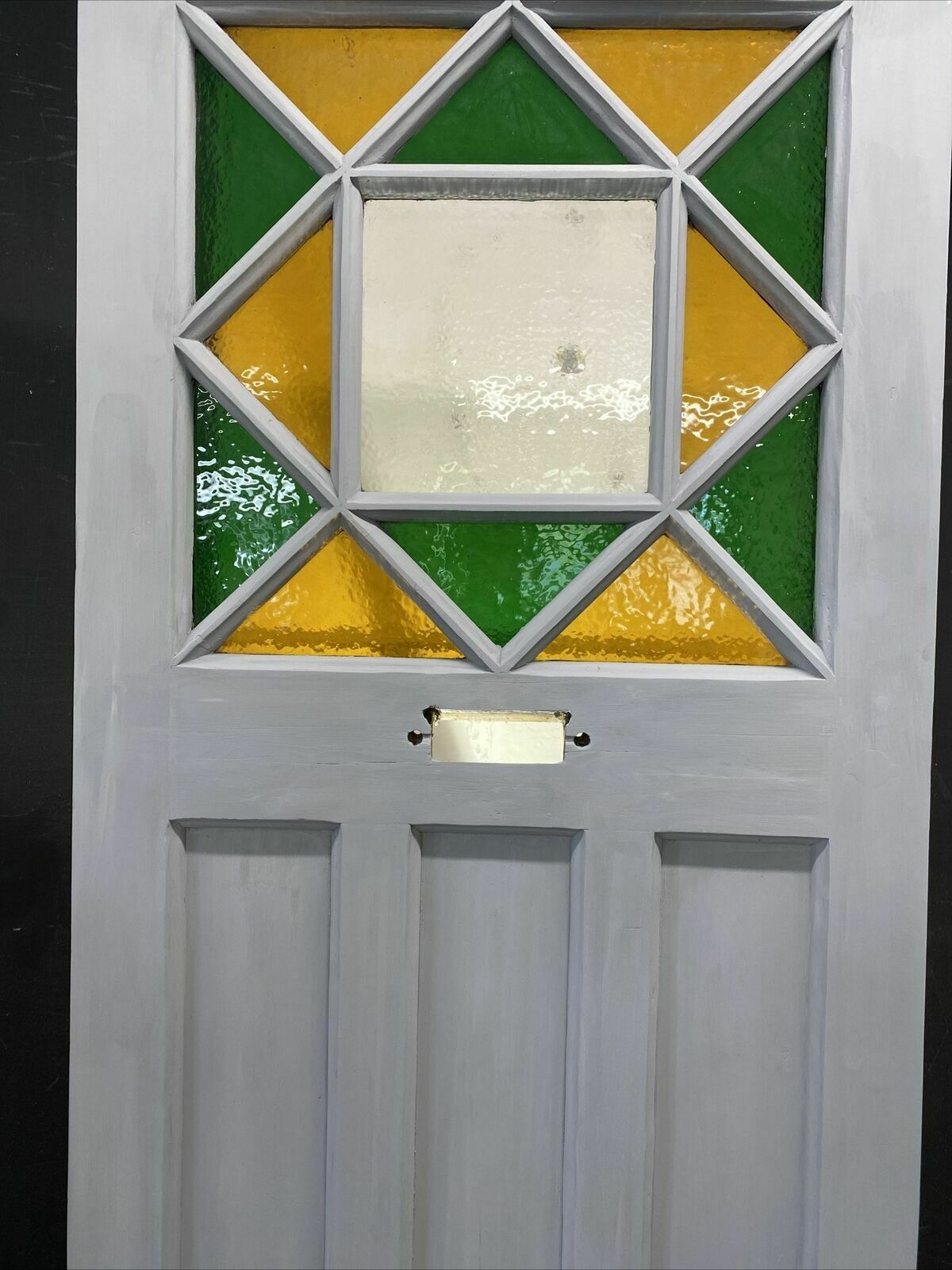 Art Deco Stained Glass Front Door Antique Period Reclaimed Old 20s 30s Pine Wood photo for sale