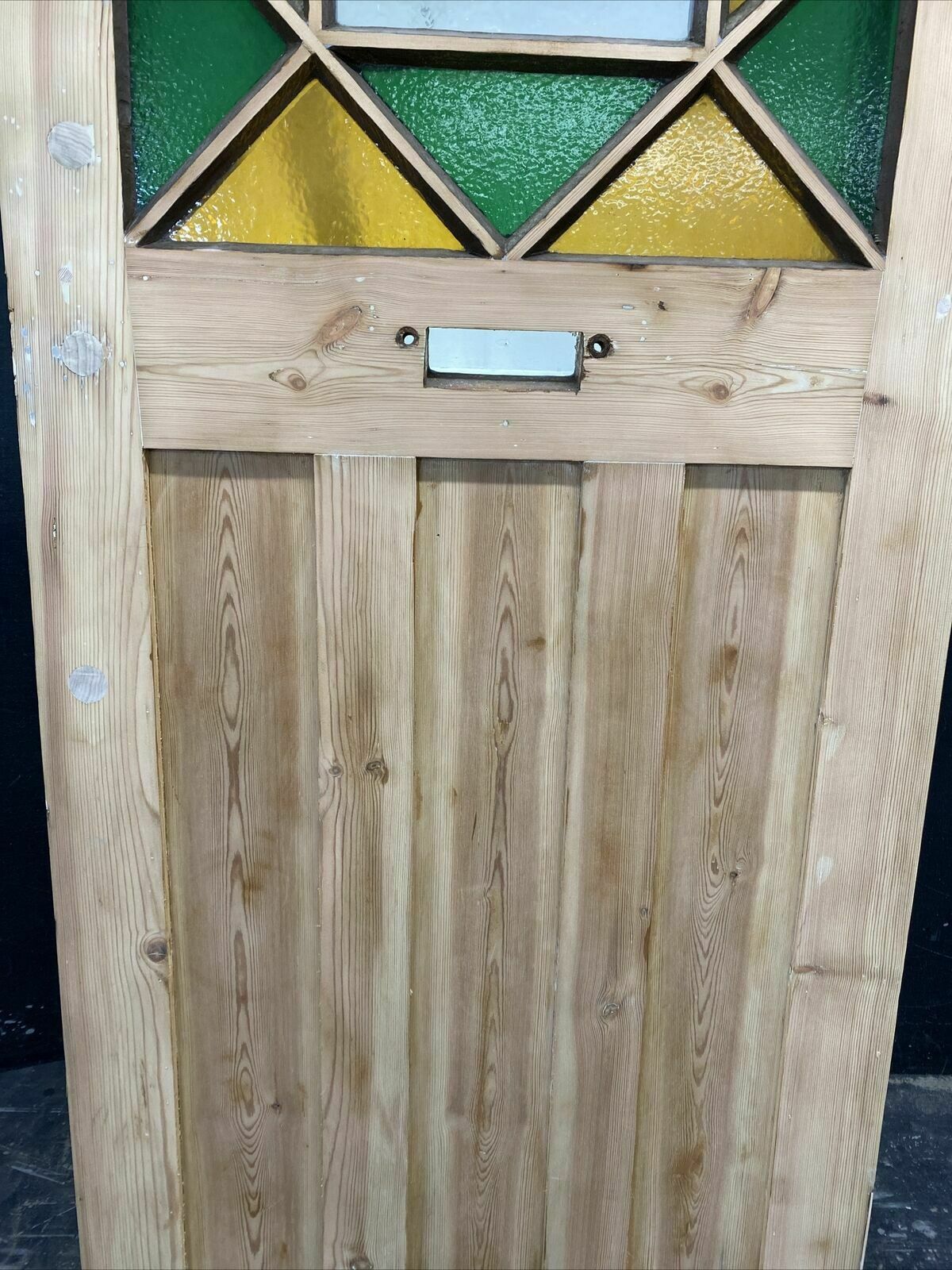 photo for sale Art Deco Stained Glass Front Door Antique Period Reclaimed Old 20s 30s Pine Wood
