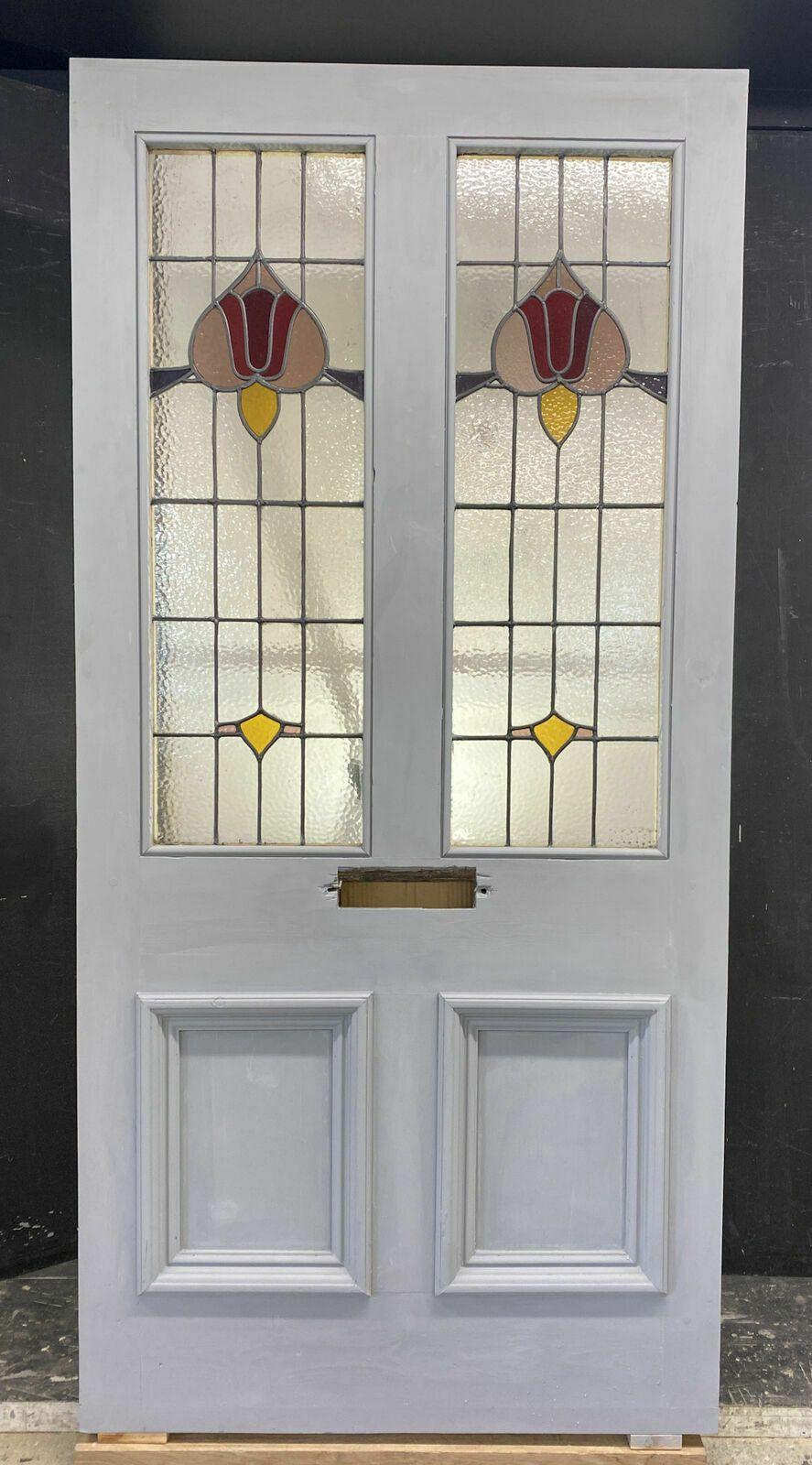 Xl Victorian Stained Glass Front Door Antique Period Reclaimed Old Lead Wood