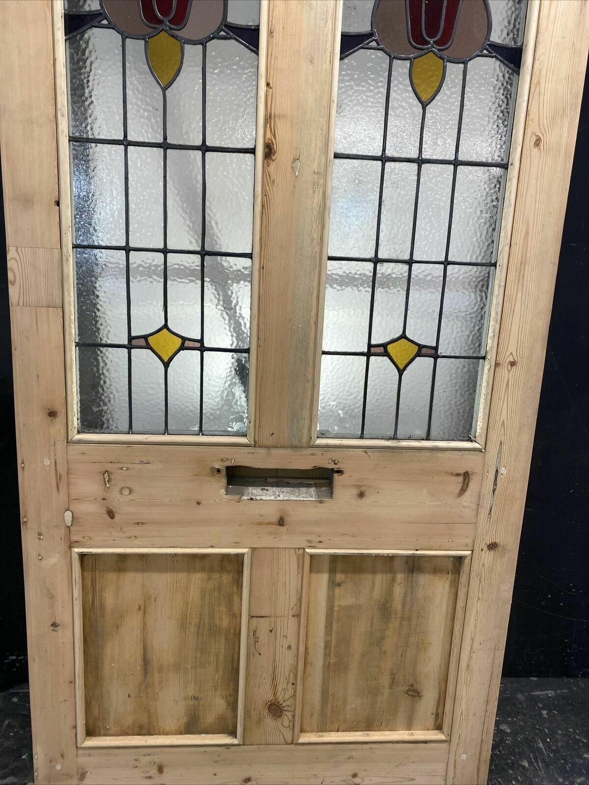 photo for sale Xl Victorian Stained Glass Front Door Antique Period Reclaimed Old Lead Wood