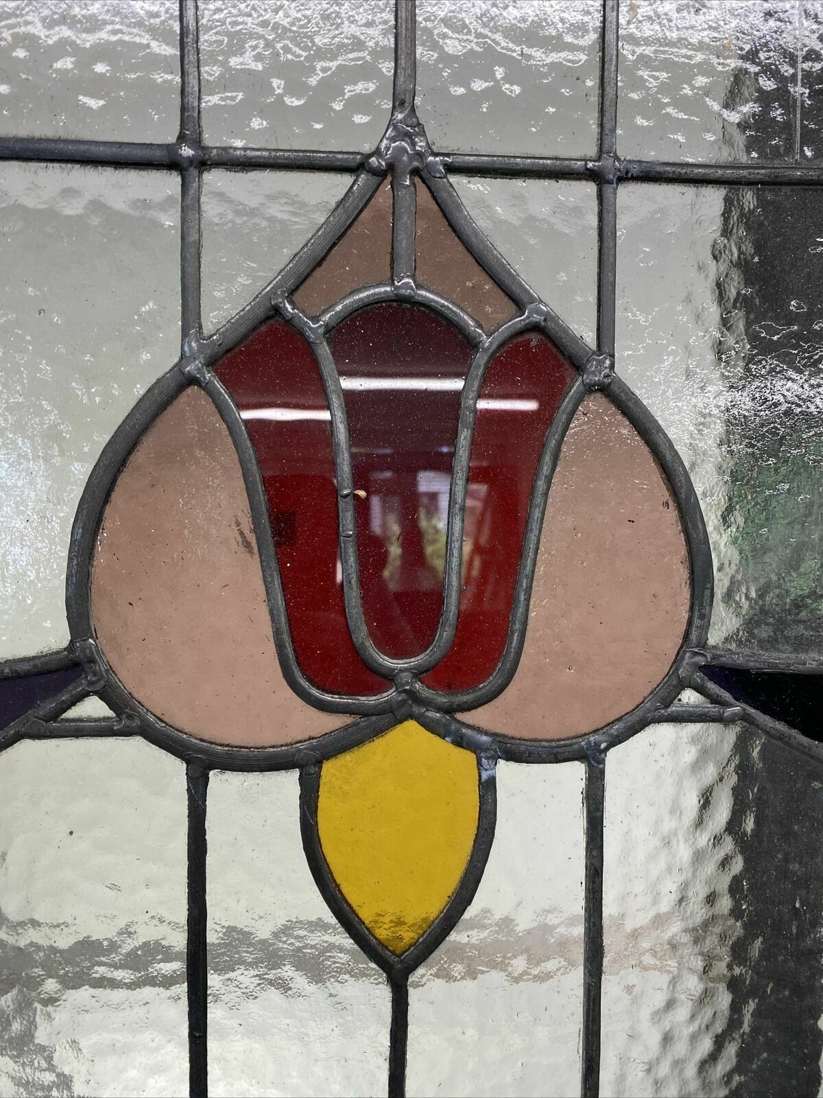 2655.0 Xl Victorian Stained Glass Front Door Antique Period Reclaimed Old Lead Wood photo