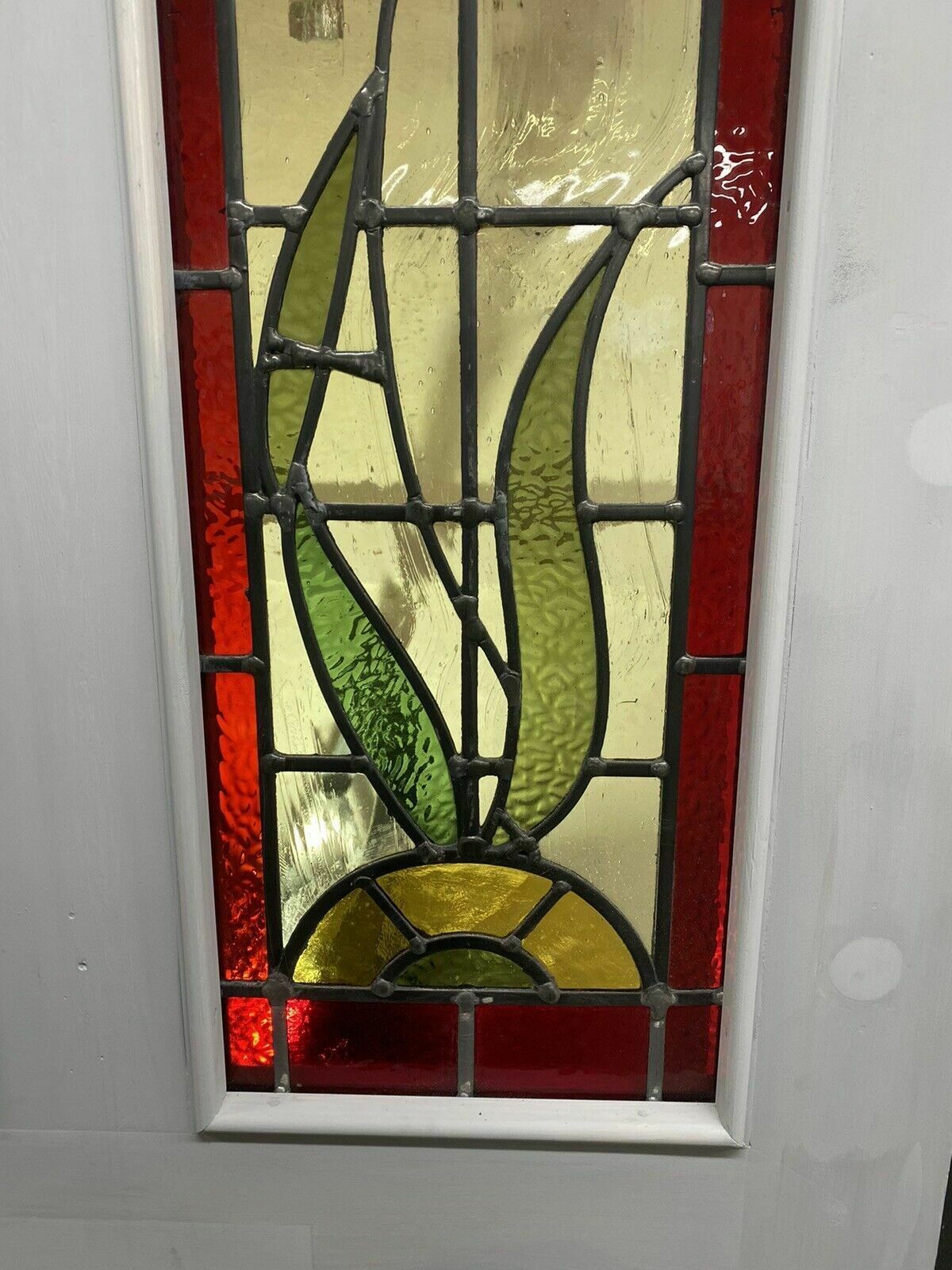Home Fixtures Large Victorian Stained Glass Front Door Old Reclaimed Antique Glass Period Lead photo
