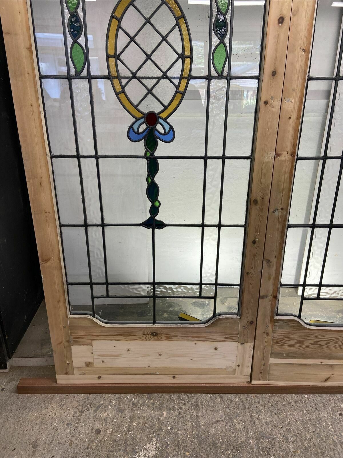 photo for sale Victorian Edwardian Stained Glass French Doors Antique Period Reclaimed Old Wood