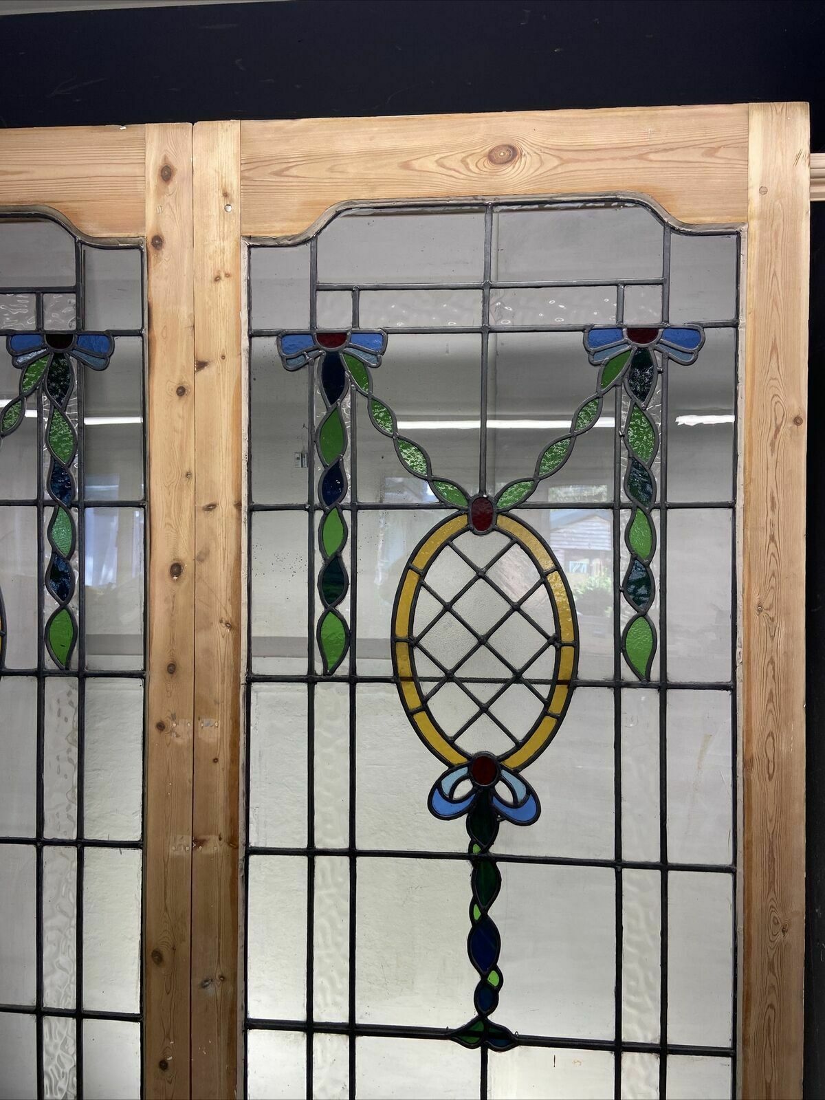Home Fixtures Victorian Edwardian Stained Glass French Doors Antique Period Reclaimed Old Wood photo