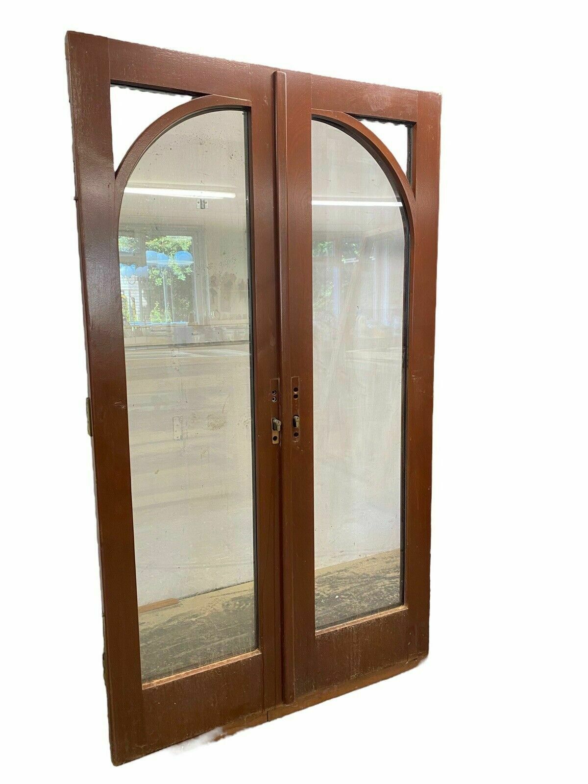 Solid French Mahogany Double Glazed Door Set Period Reclaimed Arched Key Handles photo furniture
