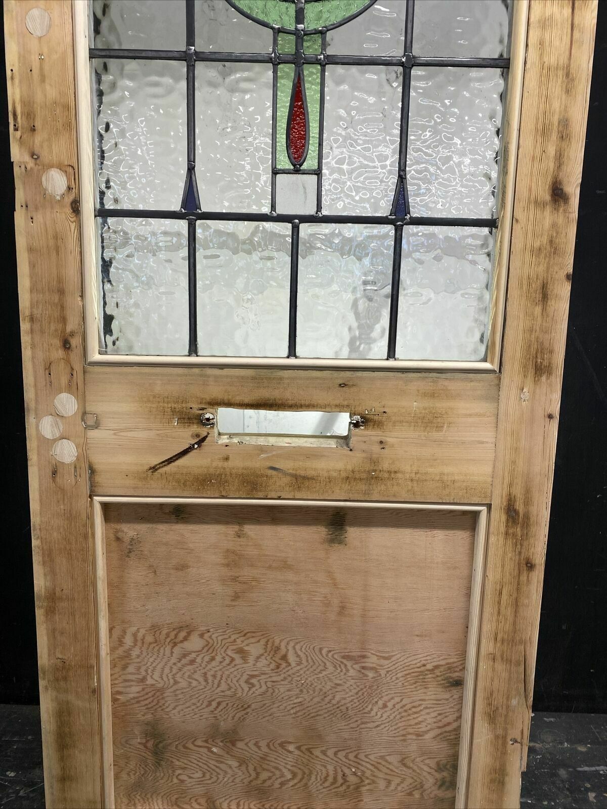 Home Fixtures Victorian Stained Glass Front Door Antique Period Reclaimed Old Leaded Wood Pine photo
