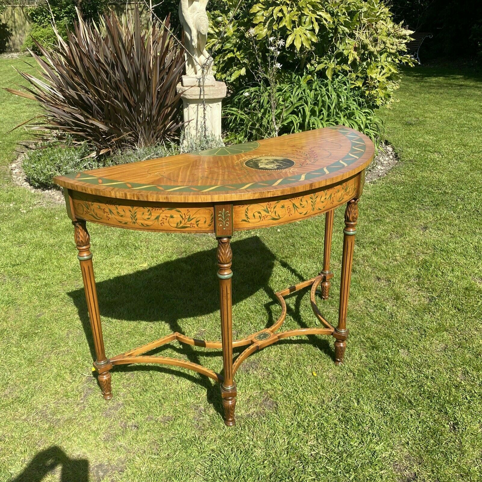 Exquisite Brights Of Nettlebed Hand Painted Console Table Antique Period Burr