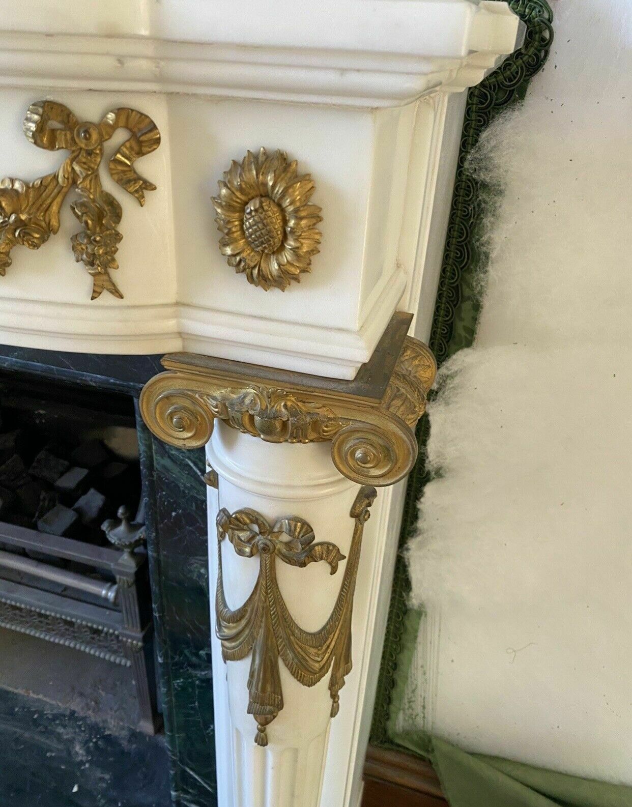 photo for sale Carved Marble Empire & Ormolu Fireplace Reclaimed Period Antique Hearth Surround