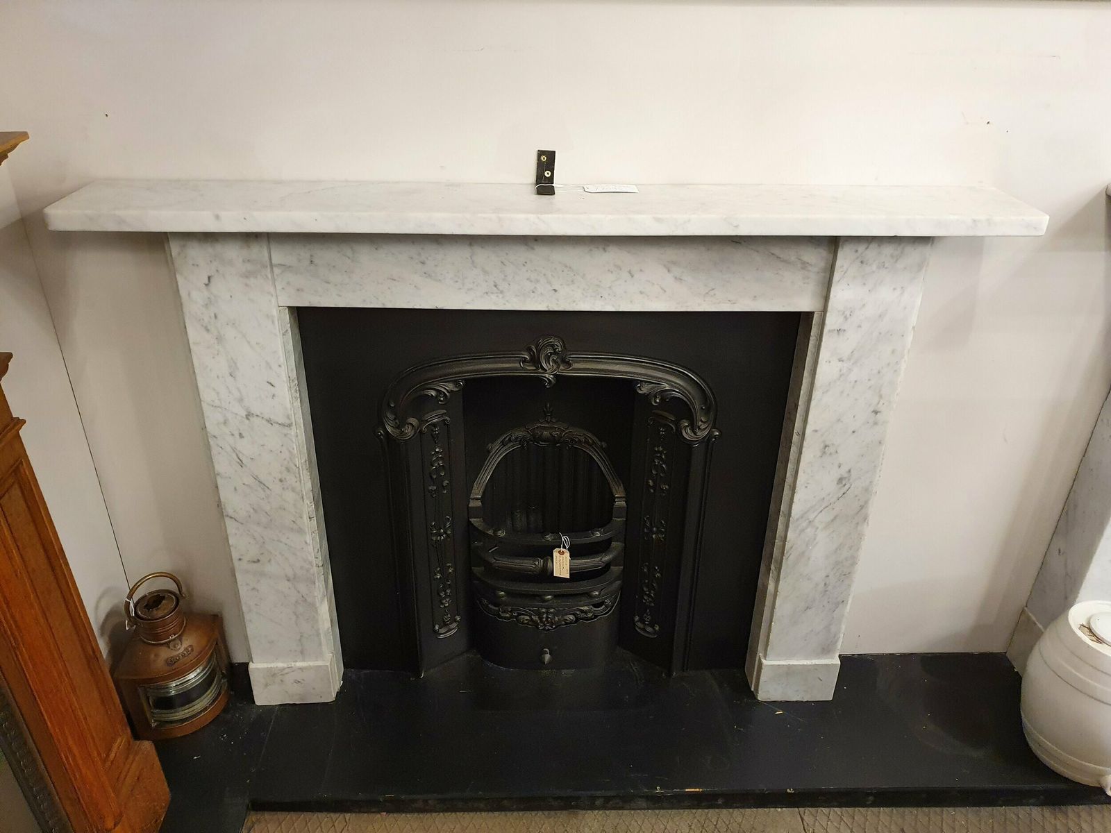Original Carrara Marble Fireplace photo for sale