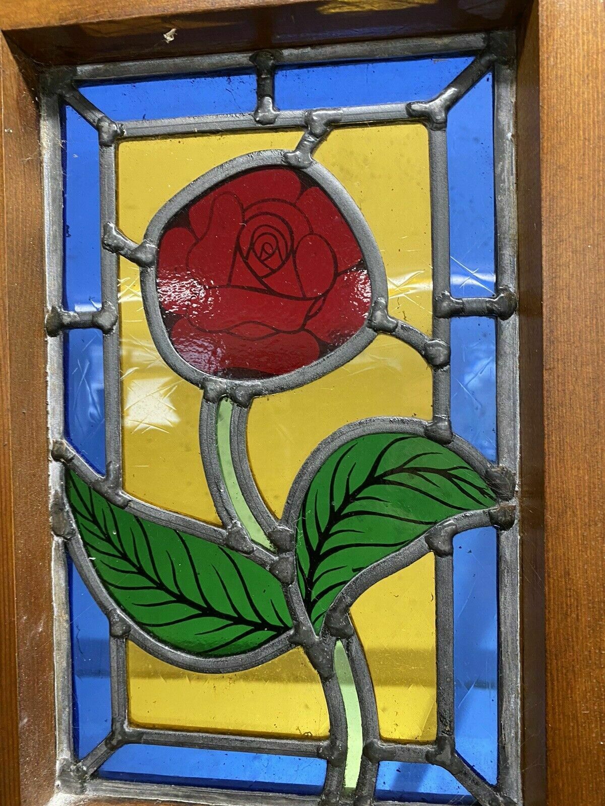 1057.0 Cottage Stained Glass Front Door Antique Period Reclaimed Old Pine Wood Iron photo