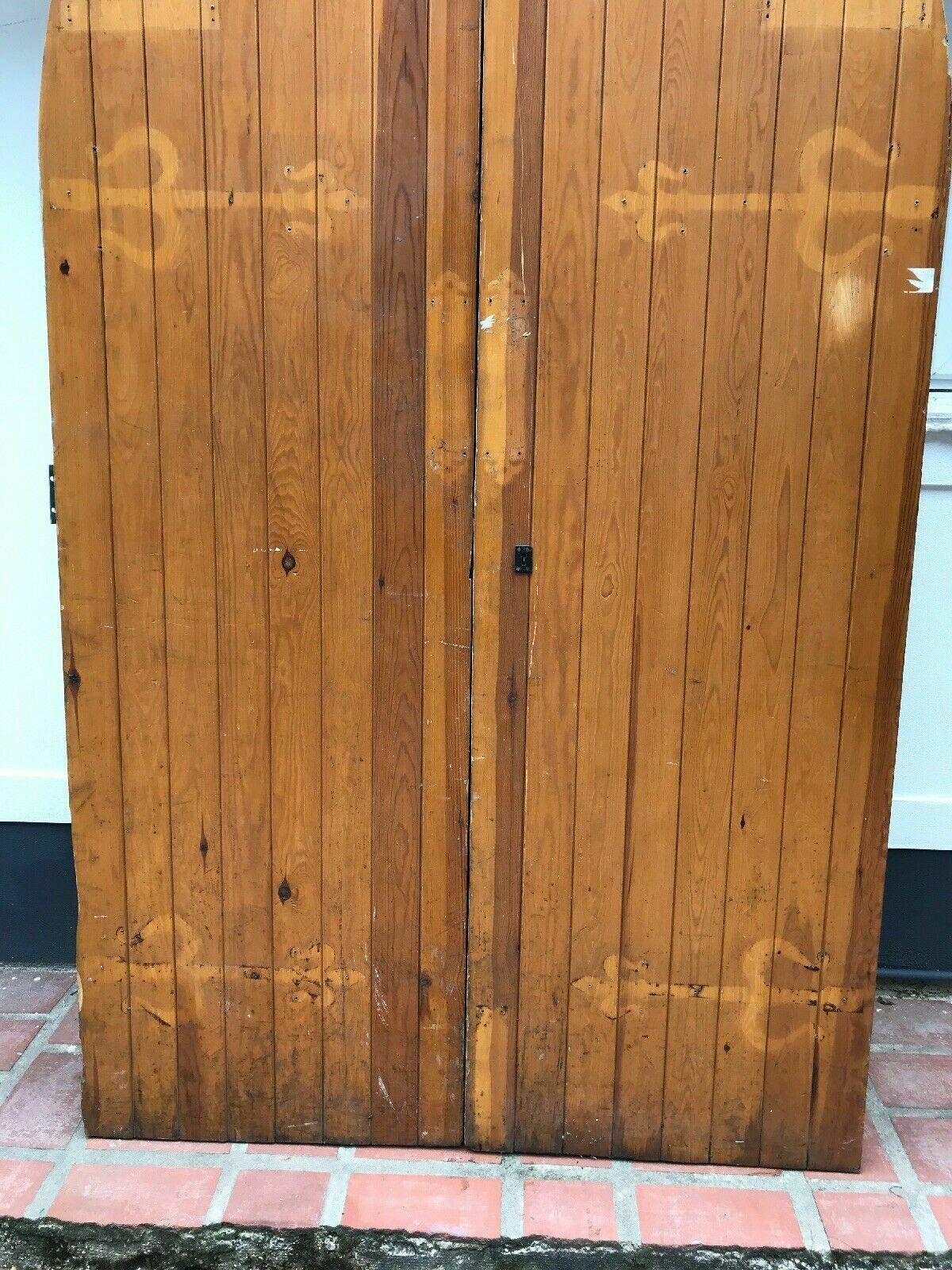 Large Tudor Church Door Set Antique Period Reclaimed Old Arched Nordic Pine Wood photo Home Fixtures
