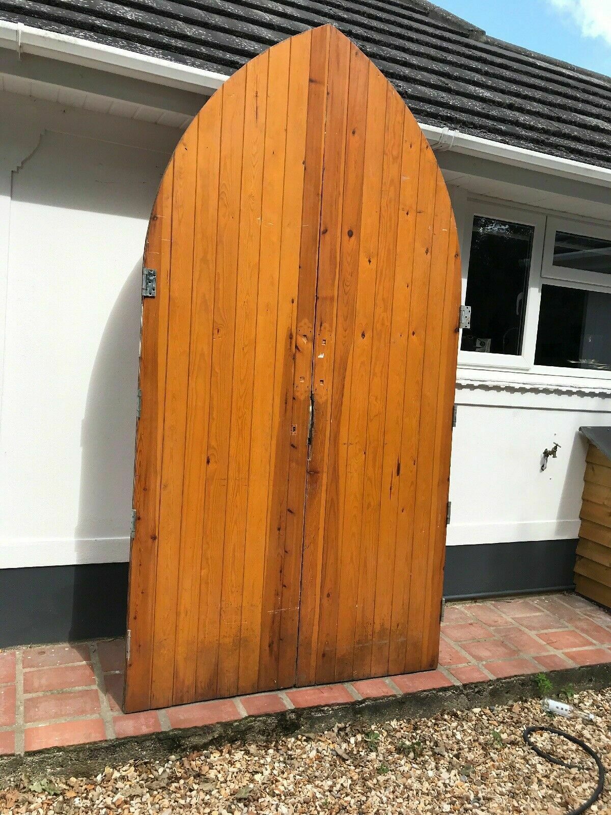 Home Fixtures Large Tudor Church Door Set Antique Period Reclaimed Old Arched Nordic Pine Wood photo