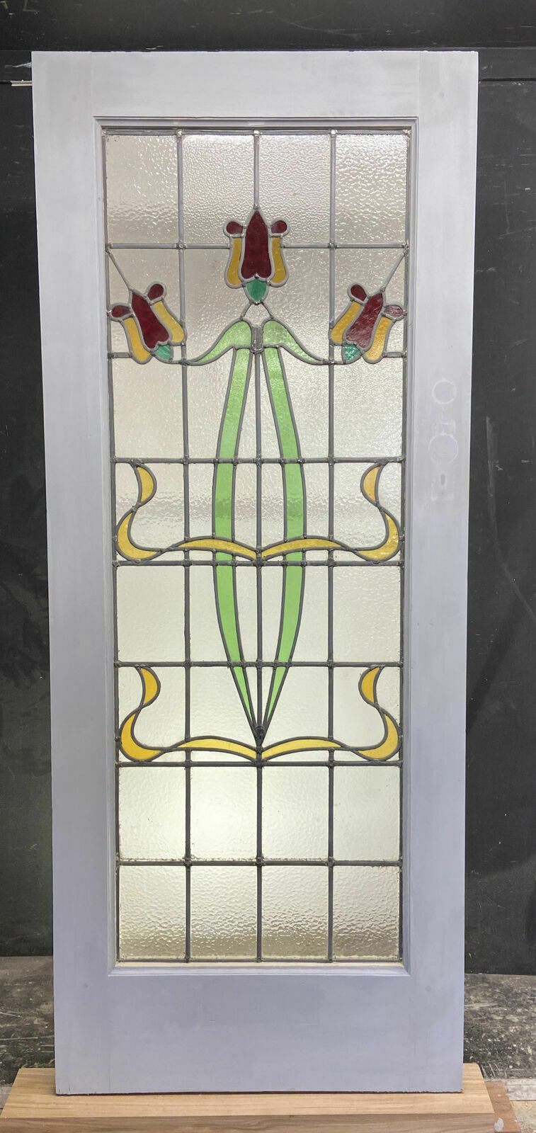1711.0 Victorian Front Door Period Stained Glass Old Reclaimed Antique Wood Lead photo