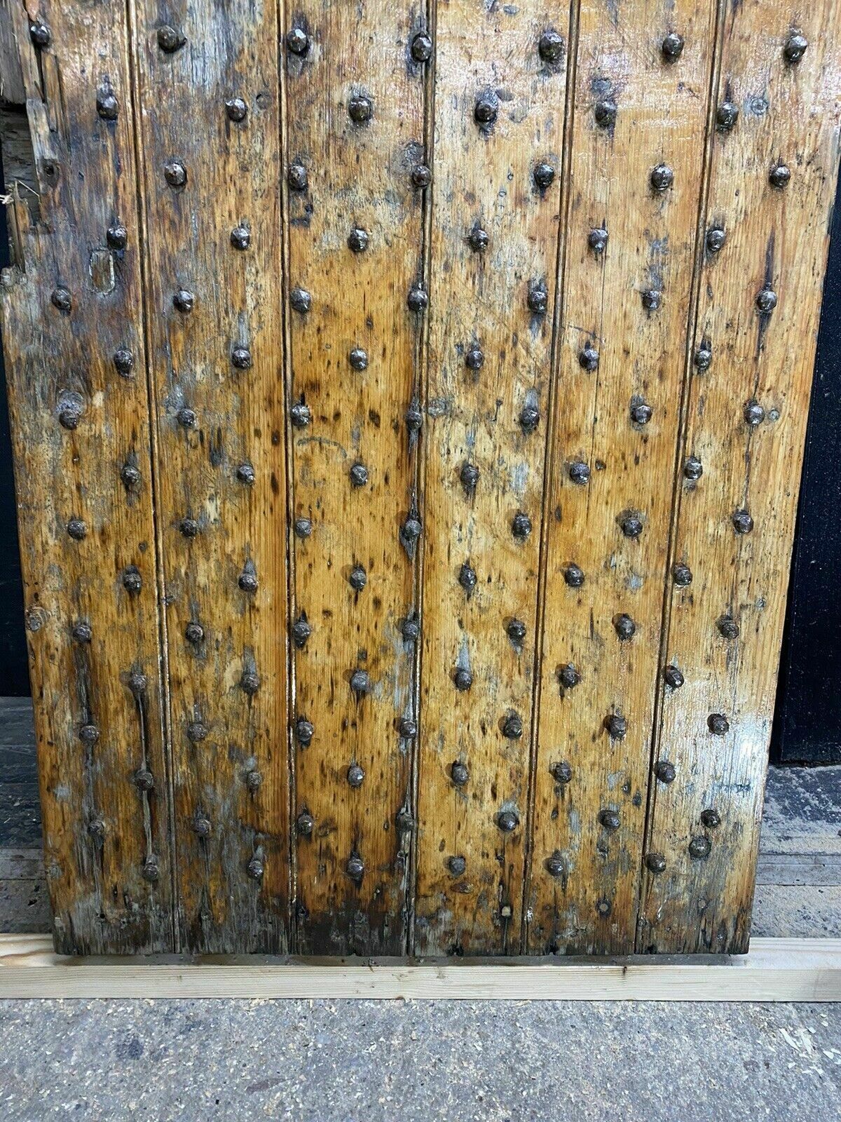 18th Century Front Door Old Period Wood Antique Reclaimed Hand Made Nails Bolts photo vinterior
