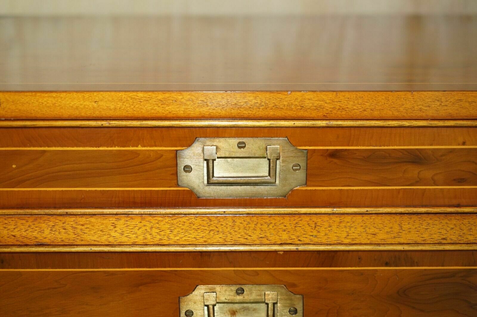 Harrods Kennedy Burr Yew Wood Green Leather Secrataire Desk Chest Of Drawers photo 2950.0