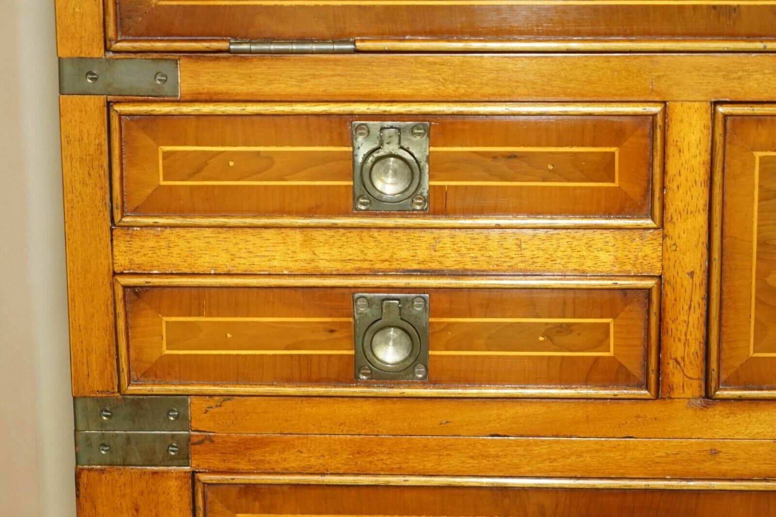 Harrods Kennedy Burr Yew Wood Green Leather Secrataire Desk Chest Of Drawers photo buy