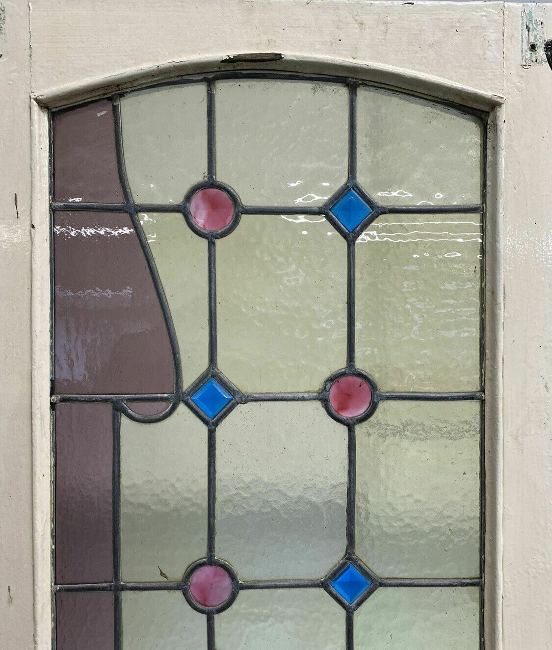 Pair Large Art Nouveau Stained Glass Windows Antique Period Lead Old Reclaimed photo furniture