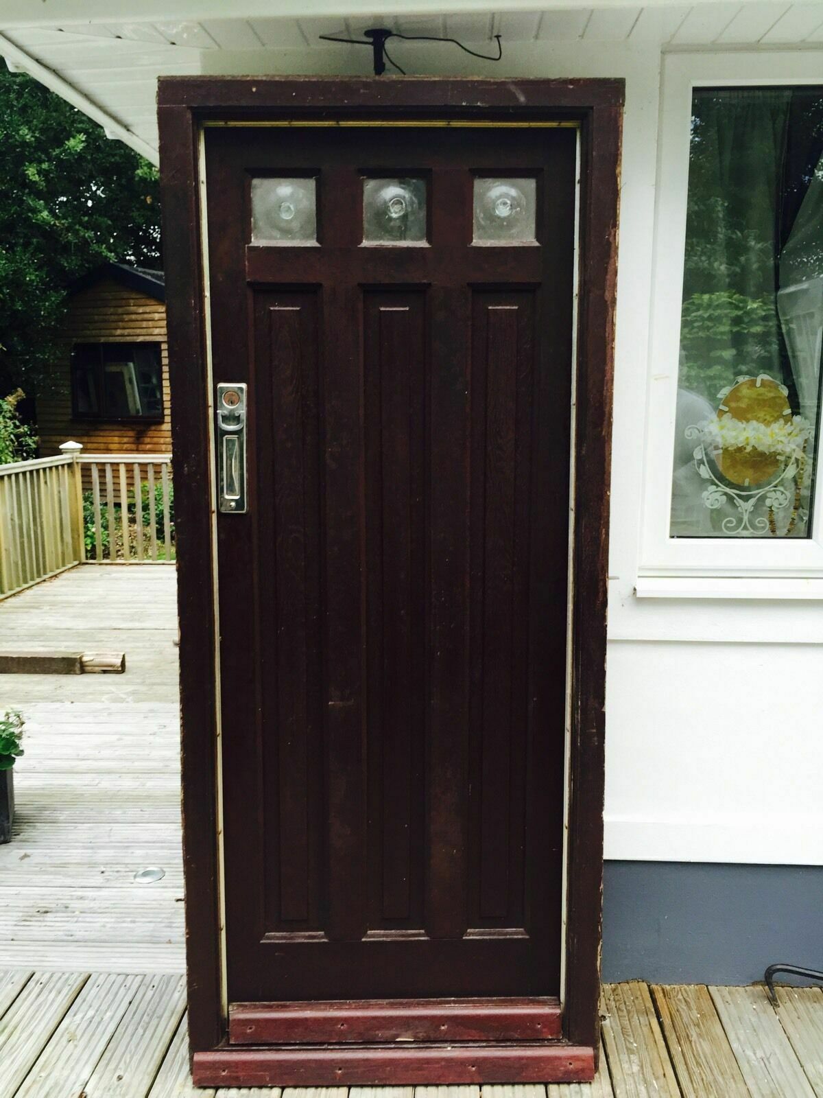 Large Solid Oak Front Door Old Reclaimed Wood Antique Frame Glazed 1920s 1930s