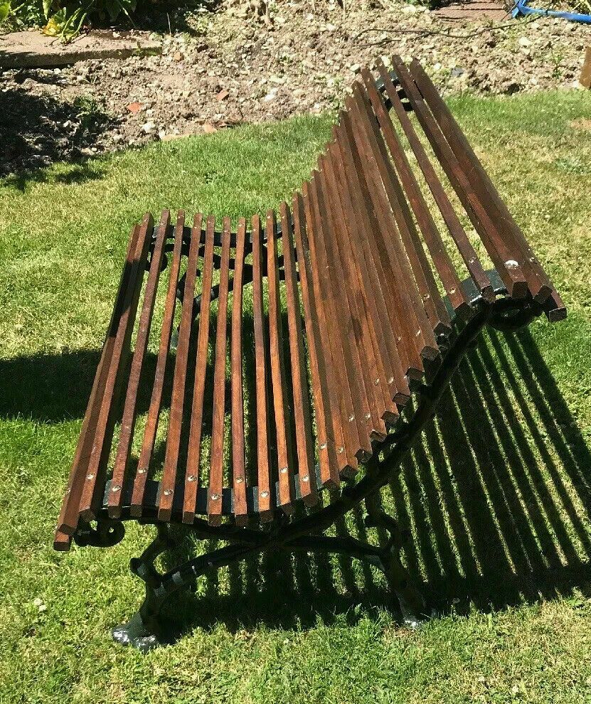 1711.0 Old Victorian Antique Cast Iron Bench Period Reclaimed Seat Rare Roll Top Chair photo