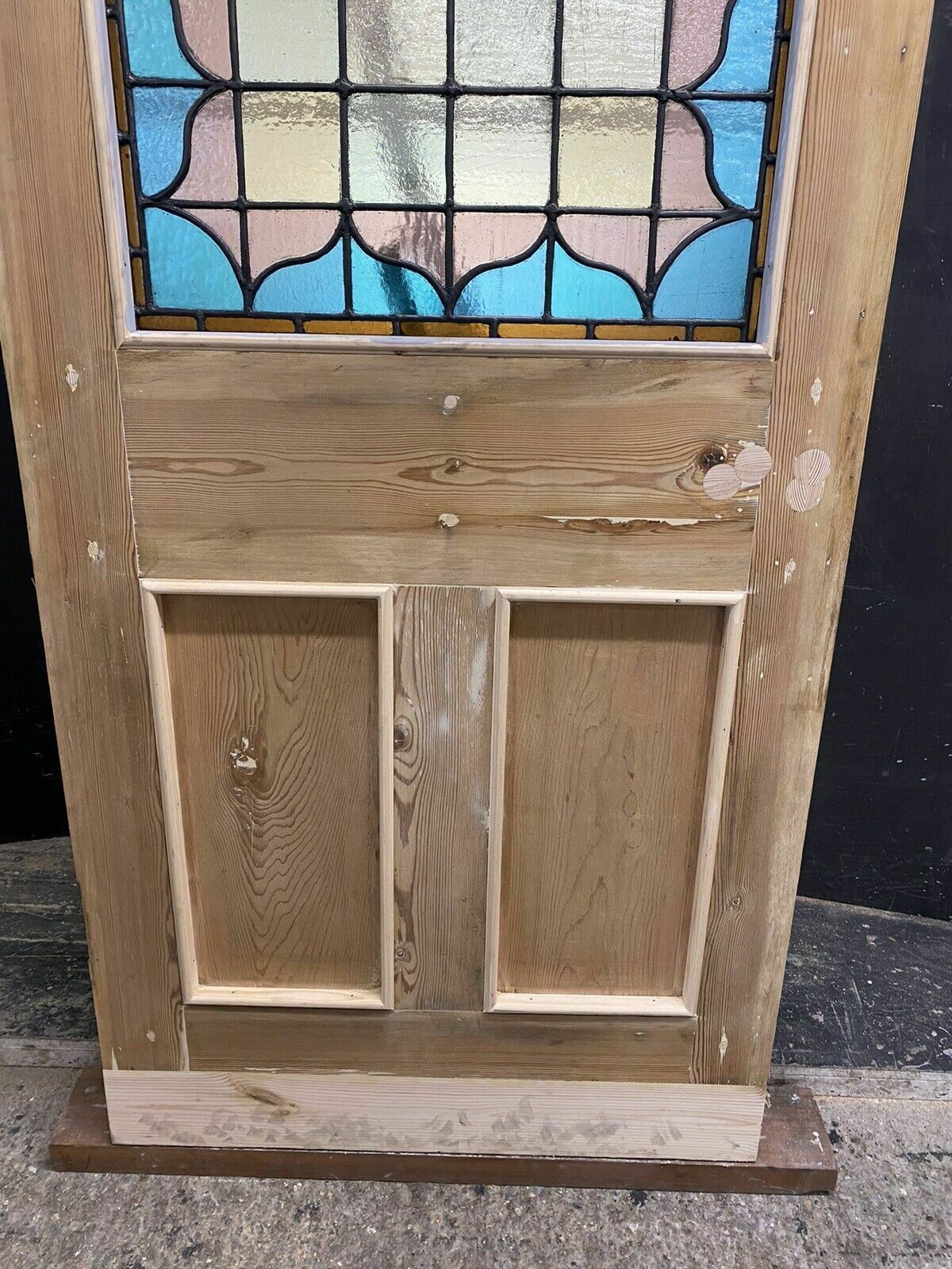 Home Fixtures Victorian Stained Glass Front Door Old Reclaimed Antique Glass Period Lead Wood photo