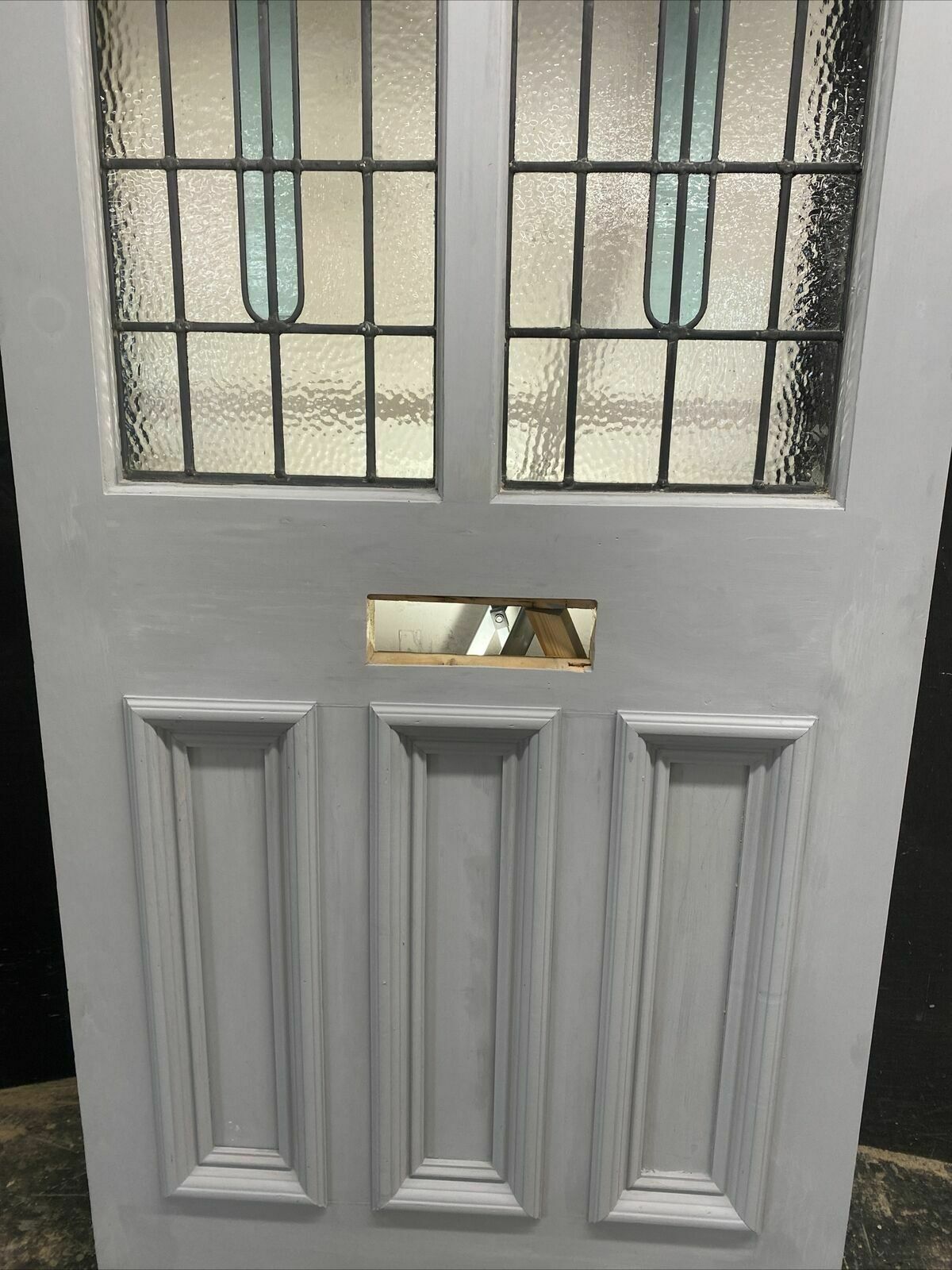 Large Victorian Stained Glass Front Door Antique Period Reclaimed Old Lead Wood photo Home Fixtures