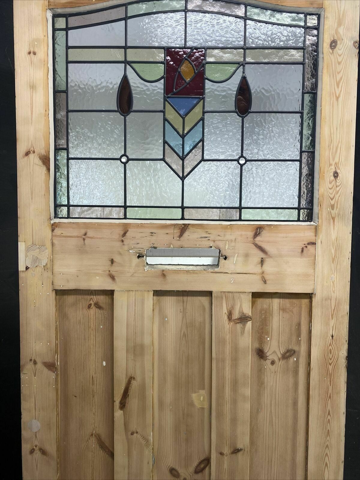 photo furniture Large Edwardian Front Door Period Stained Glass Old Reclaimed Antique Lead Wood