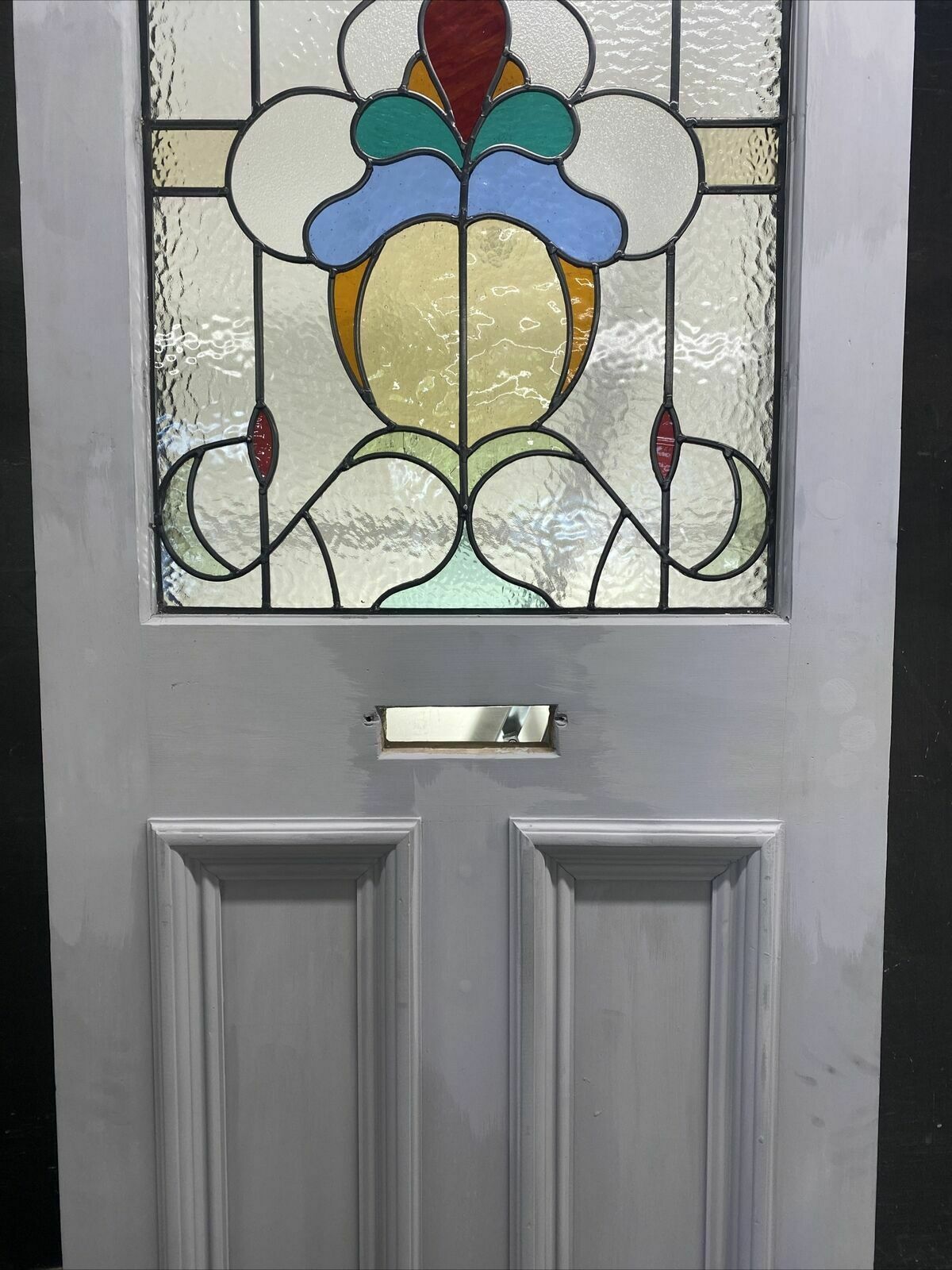 Edwardian Front Door Period Stained Glass Old Reclaimed Antique Lead Wood Pine photo furniture