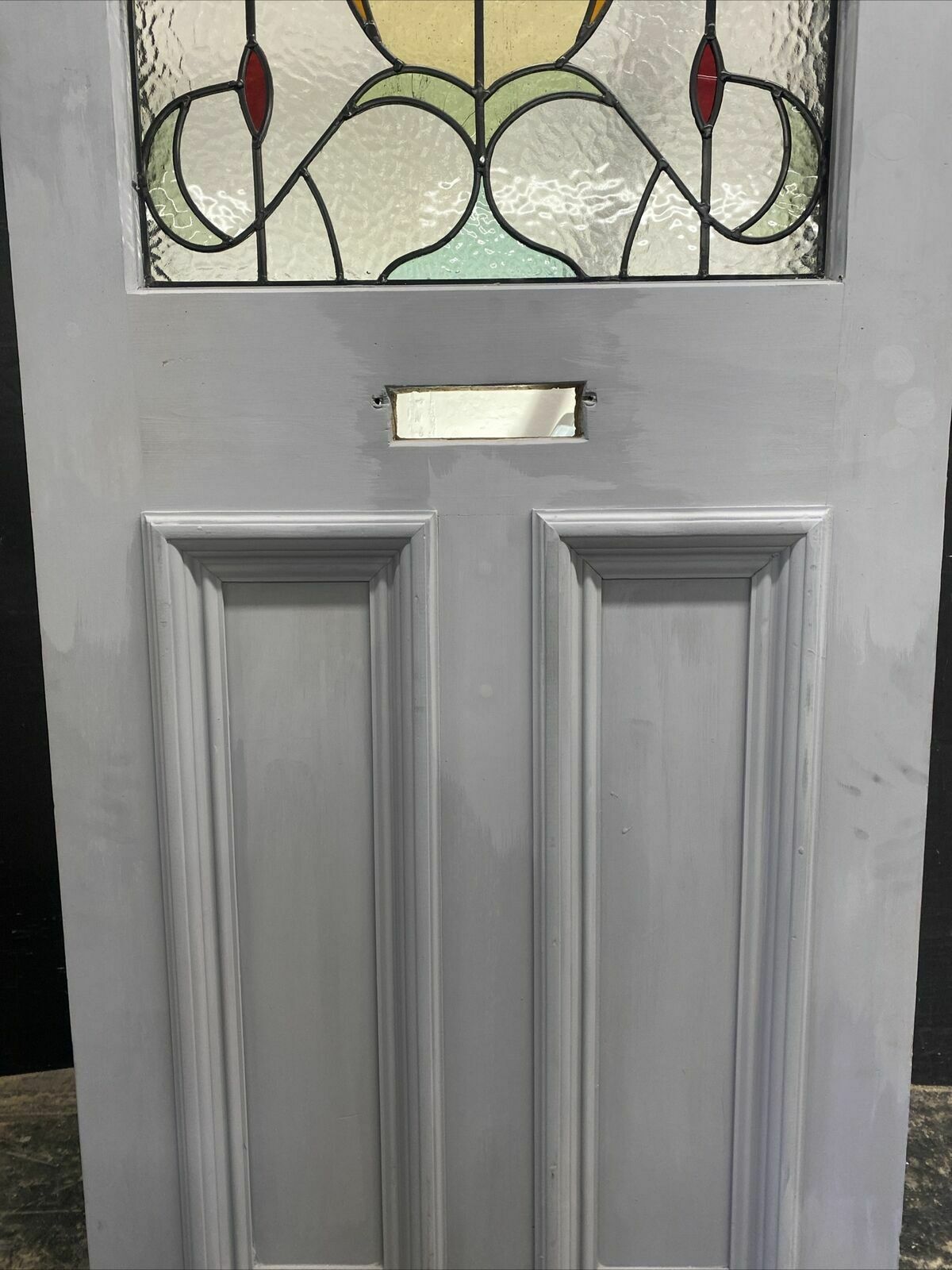 Edwardian Front Door Period Stained Glass Old Reclaimed Antique Lead Wood Pine photo for sale