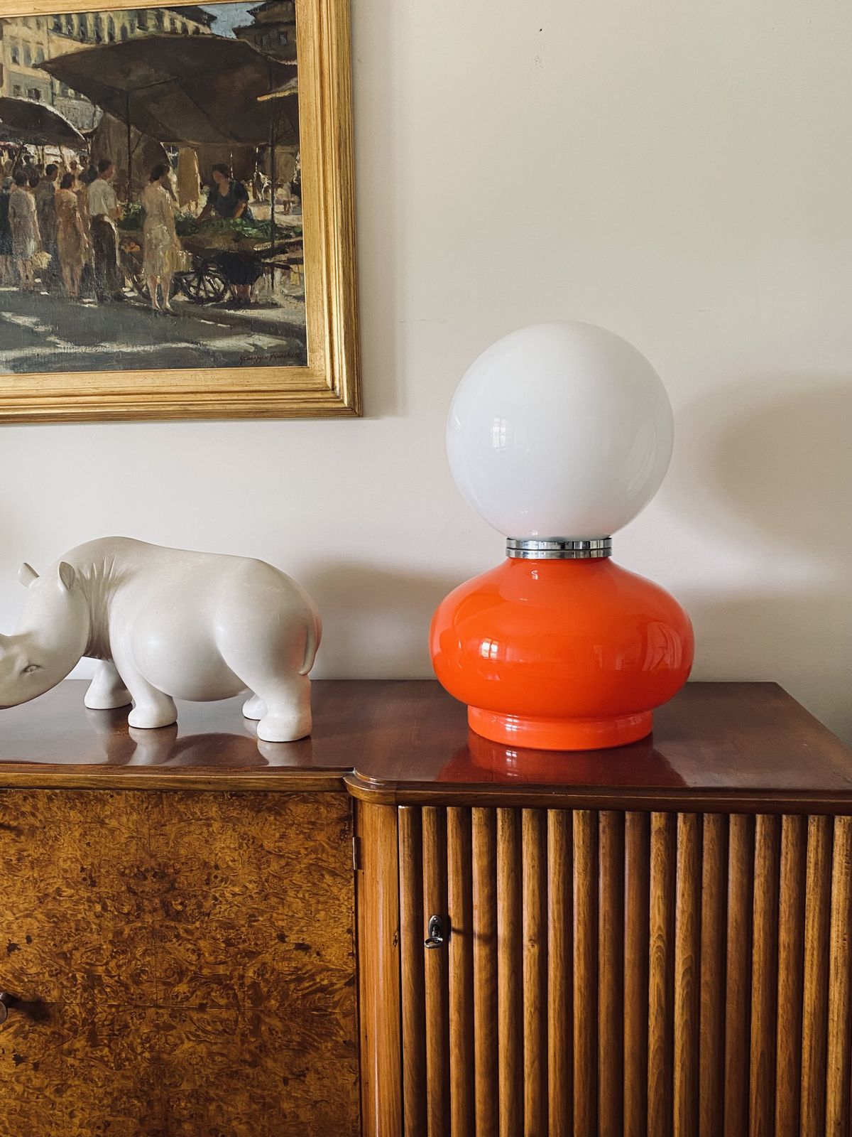 Carlo Nason, Space Age Red Murano Glass Table Lamp, Av Mazzega, 1970s photo vinterior