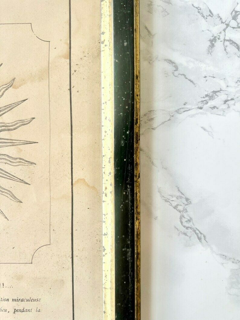 Antique  Rare 1800 Document "Souvenir Of The Ulmes Pilgrimage" (Near Saumur Anjou) Commemorating The Apparition In 1668   In A Napoleon III Frame photo Art