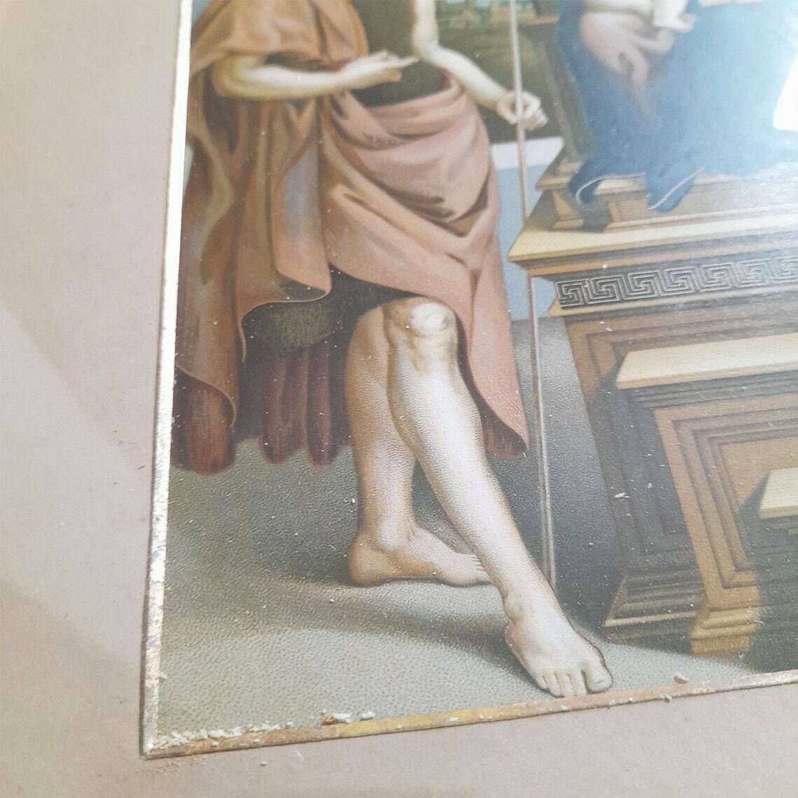 Antique Framed Religious Lithograph   Salve Mater Christi   The Ansidei Madonna Christ   Raphael 1505   Virgin Mary & Child   Wall Décor photo vinterior