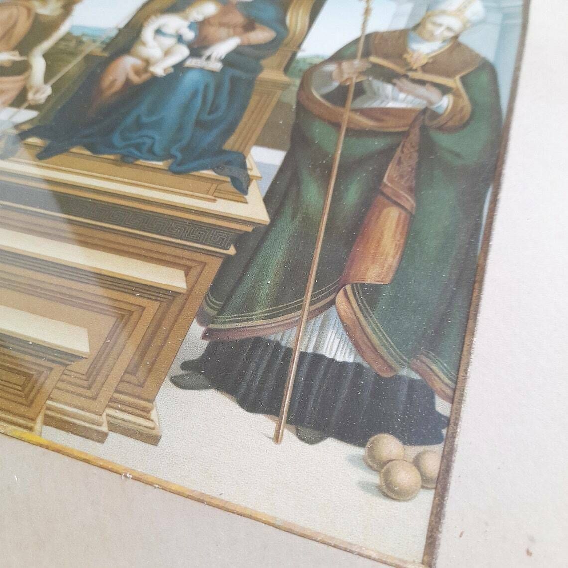 Antique Framed Religious Lithograph   Salve Mater Christi   The Ansidei Madonna Christ   Raphael 1505   Virgin Mary & Child   Wall Décor photo buy