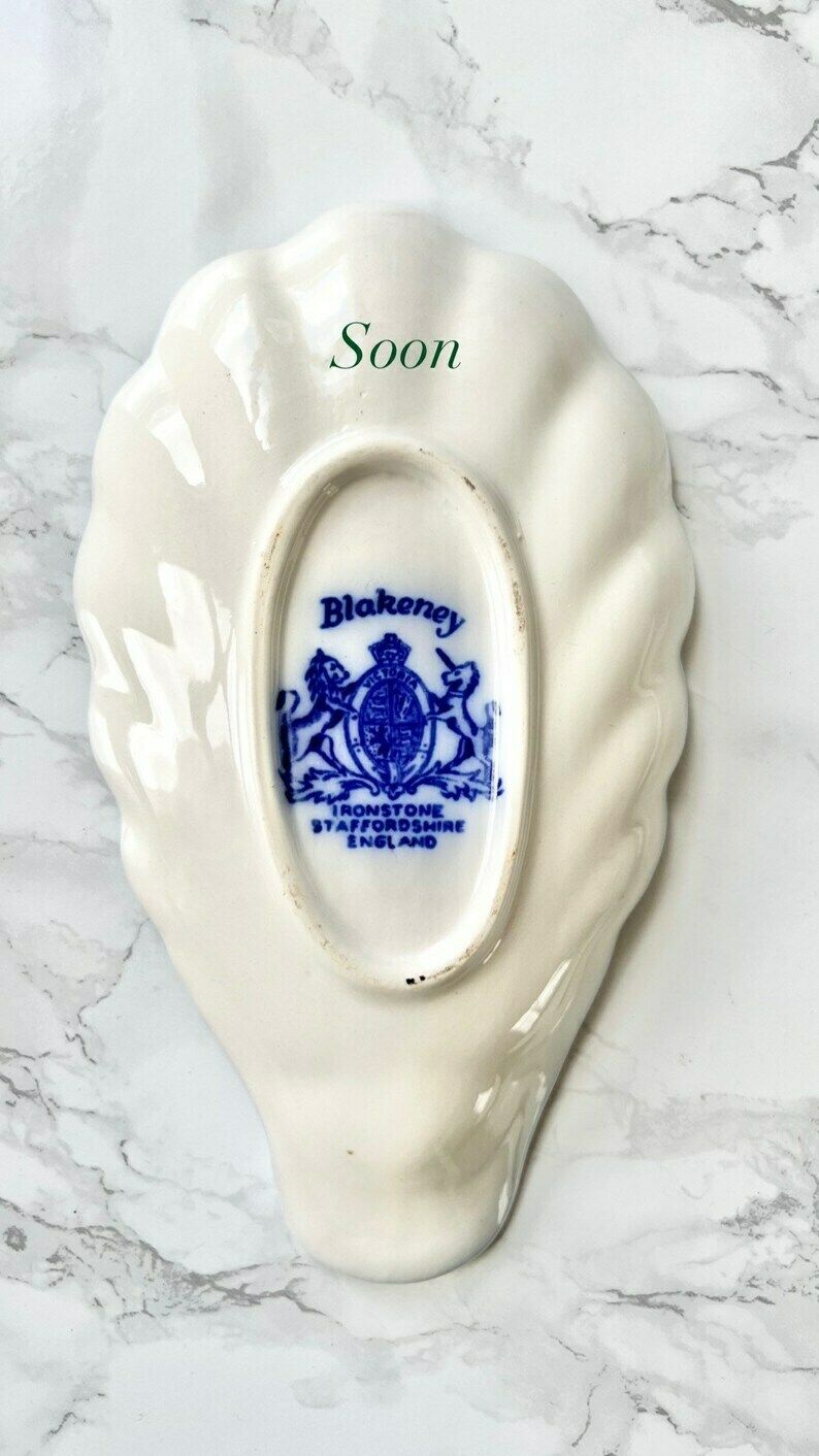Set Of 3 Cups   Raviers   Shells In White Porcelain With Blue Decoration   2 Sizes photo Home Decor